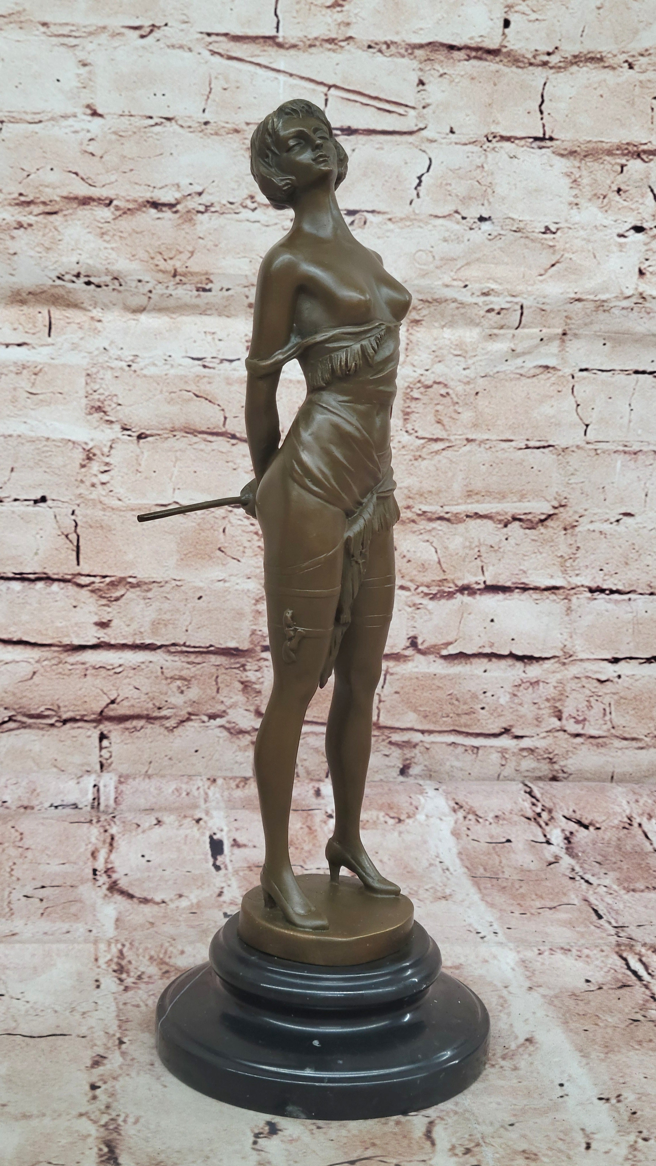 "Erotic Bronze Figurine - Bondage Girl Lulu" Handcrafted Solid Bronze Statue