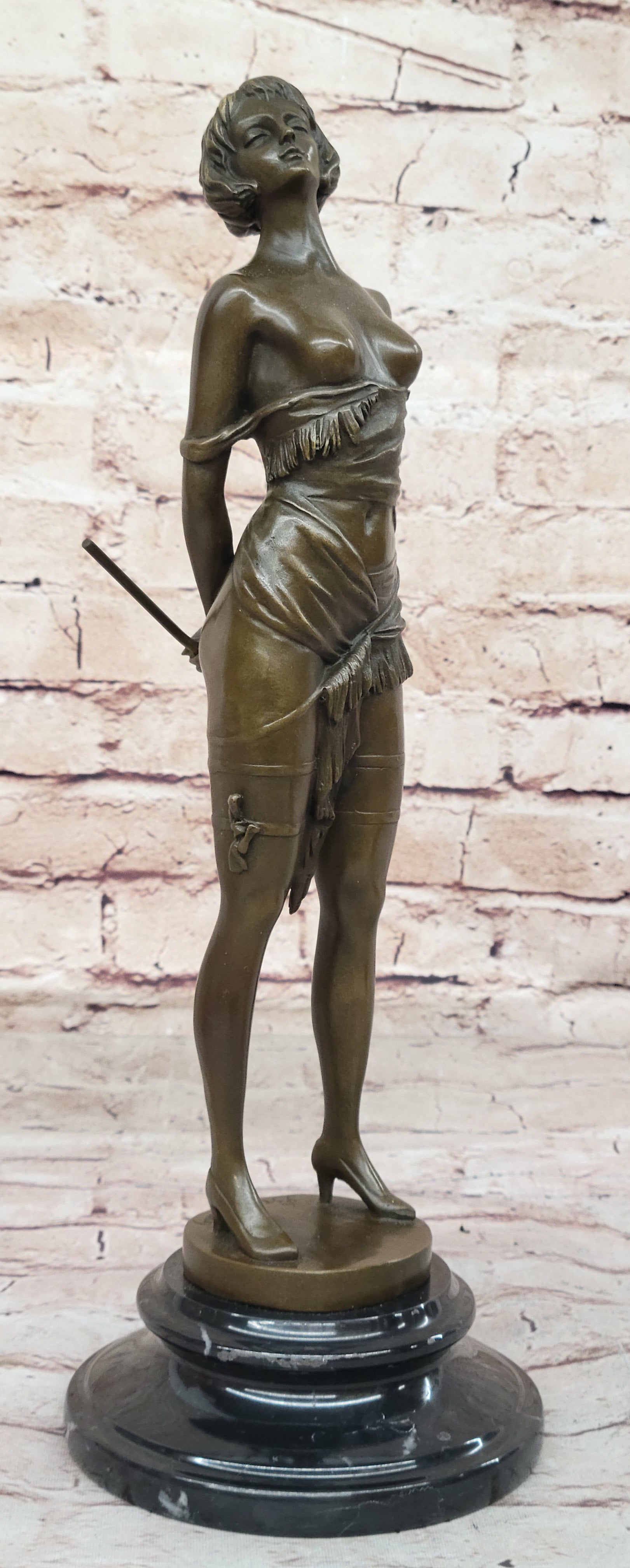 "Erotic Bronze Figurine - Bondage Girl Lulu" Handcrafted Solid Bronze Statue