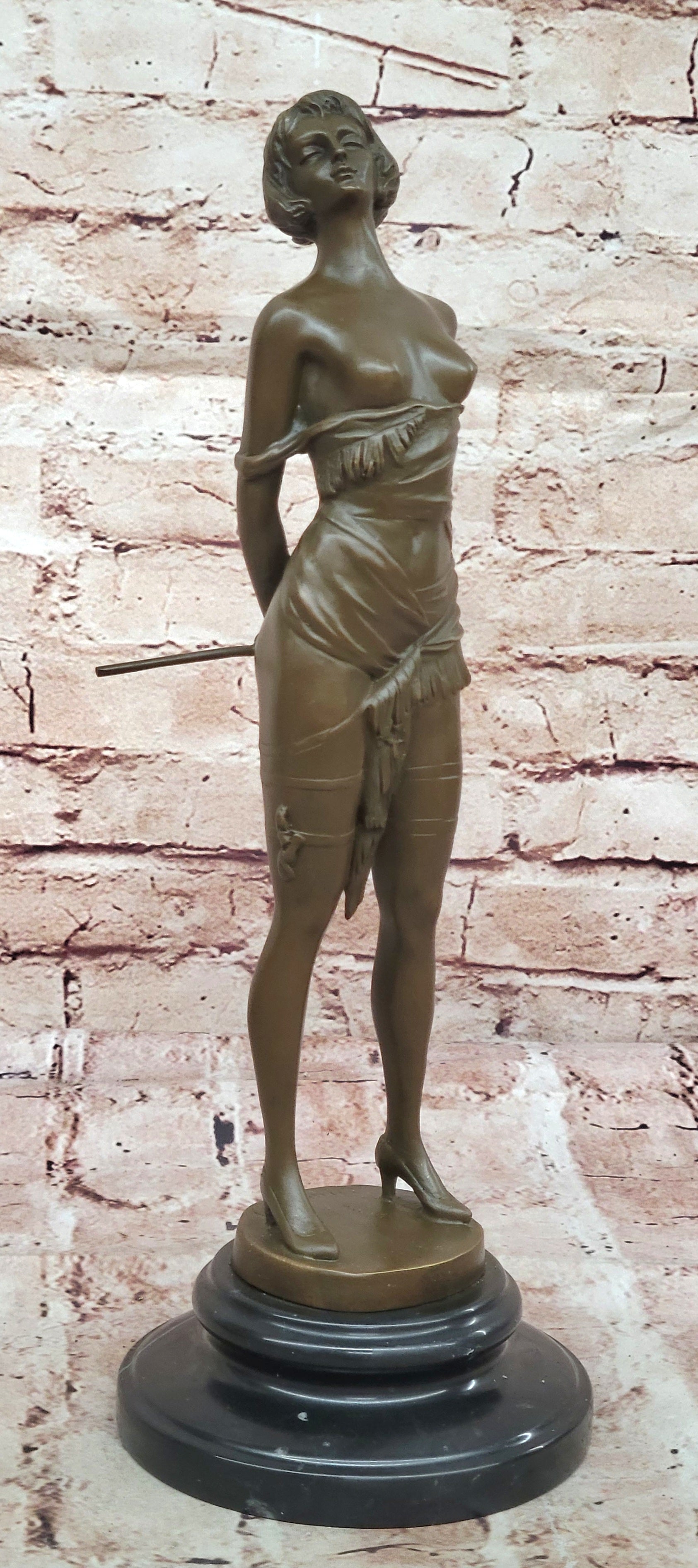 "Erotic Bronze Figurine - Bondage Girl Lulu" Handcrafted Solid Bronze Statue