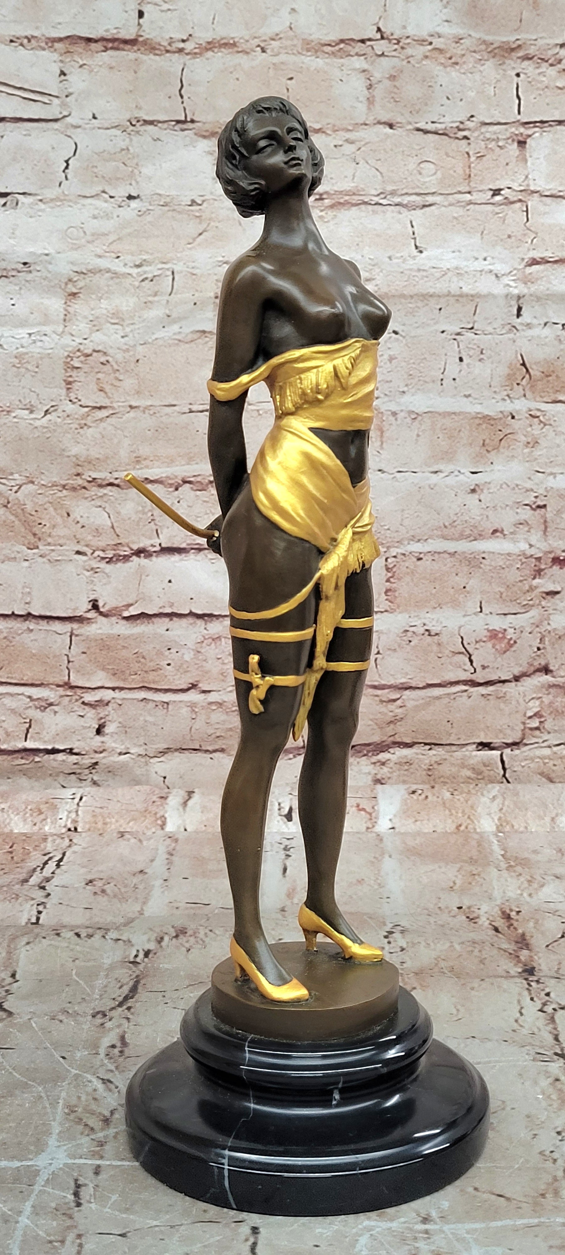 Bronze Erotic Female Riding Corp Sculpture Bruno Zach Collectible Art