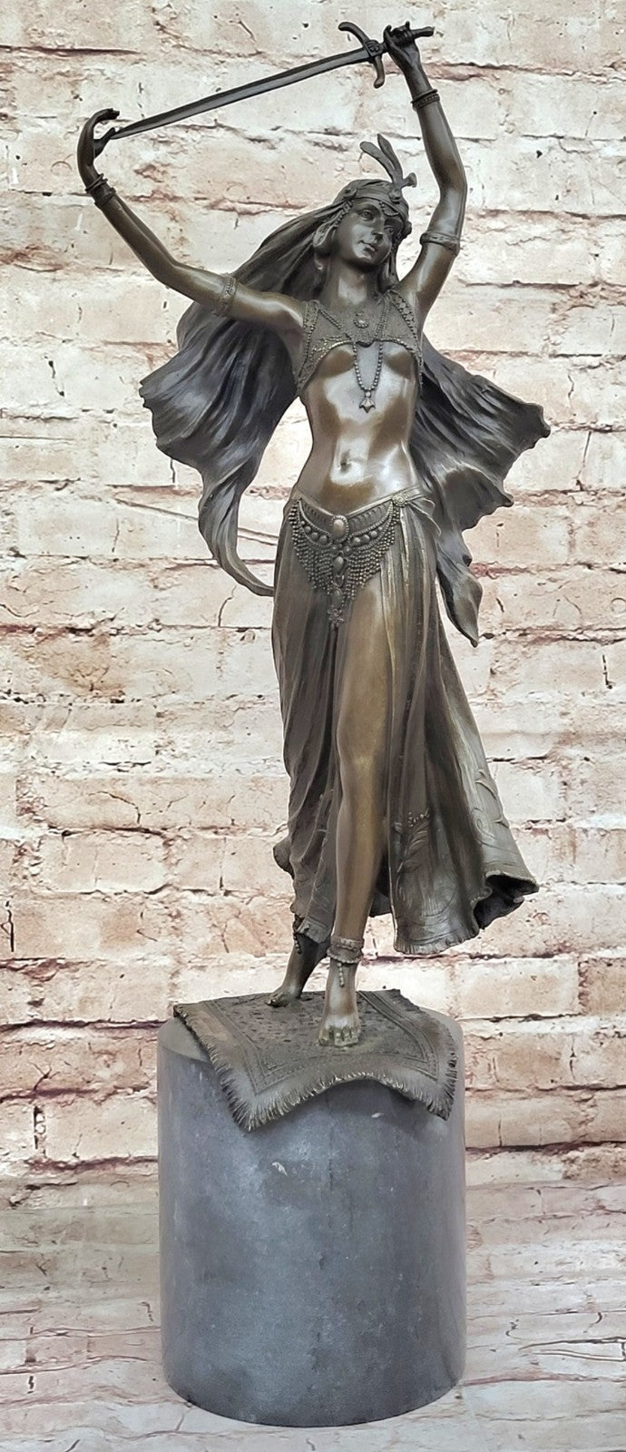 100% Solid Bronze Massive Detailed Female Warrior by Franz Bergman Figurine Sale