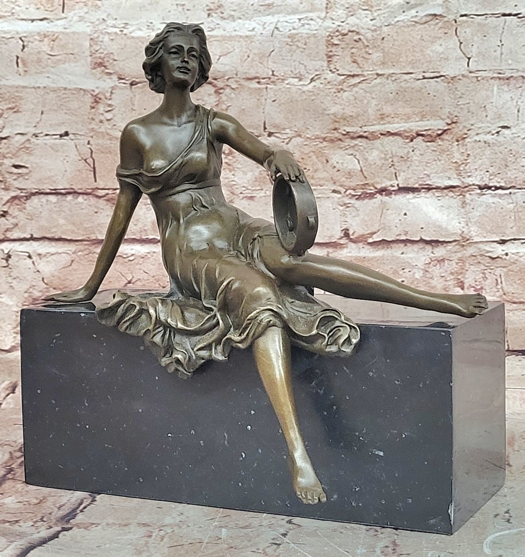 Heavy Milo Bronze Art Nouveau Woman with Tambourine Museum Quality Artwork