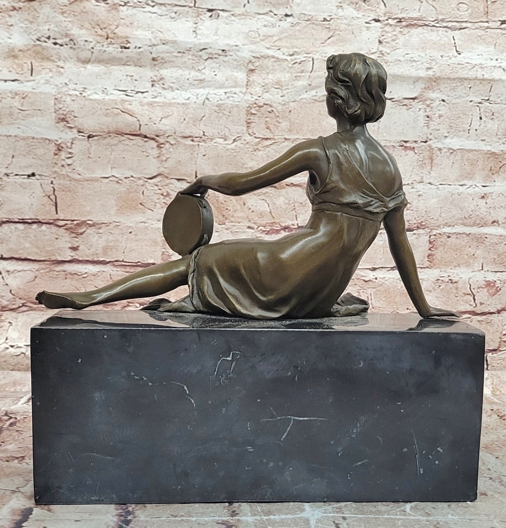 Heavy Milo Bronze Art Nouveau Woman with Tambourine Museum Quality Artwork