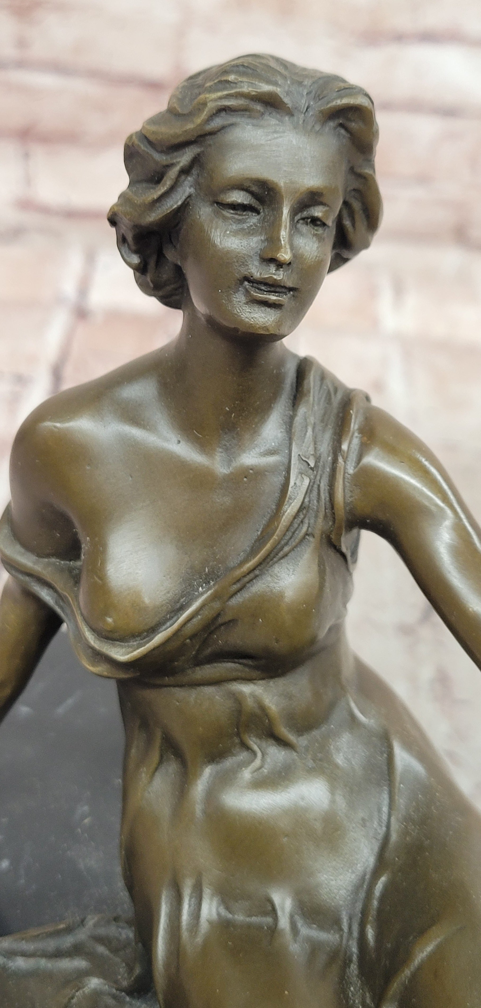 Heavy Milo Bronze Art Nouveau Woman with Tambourine Museum Quality Artwork