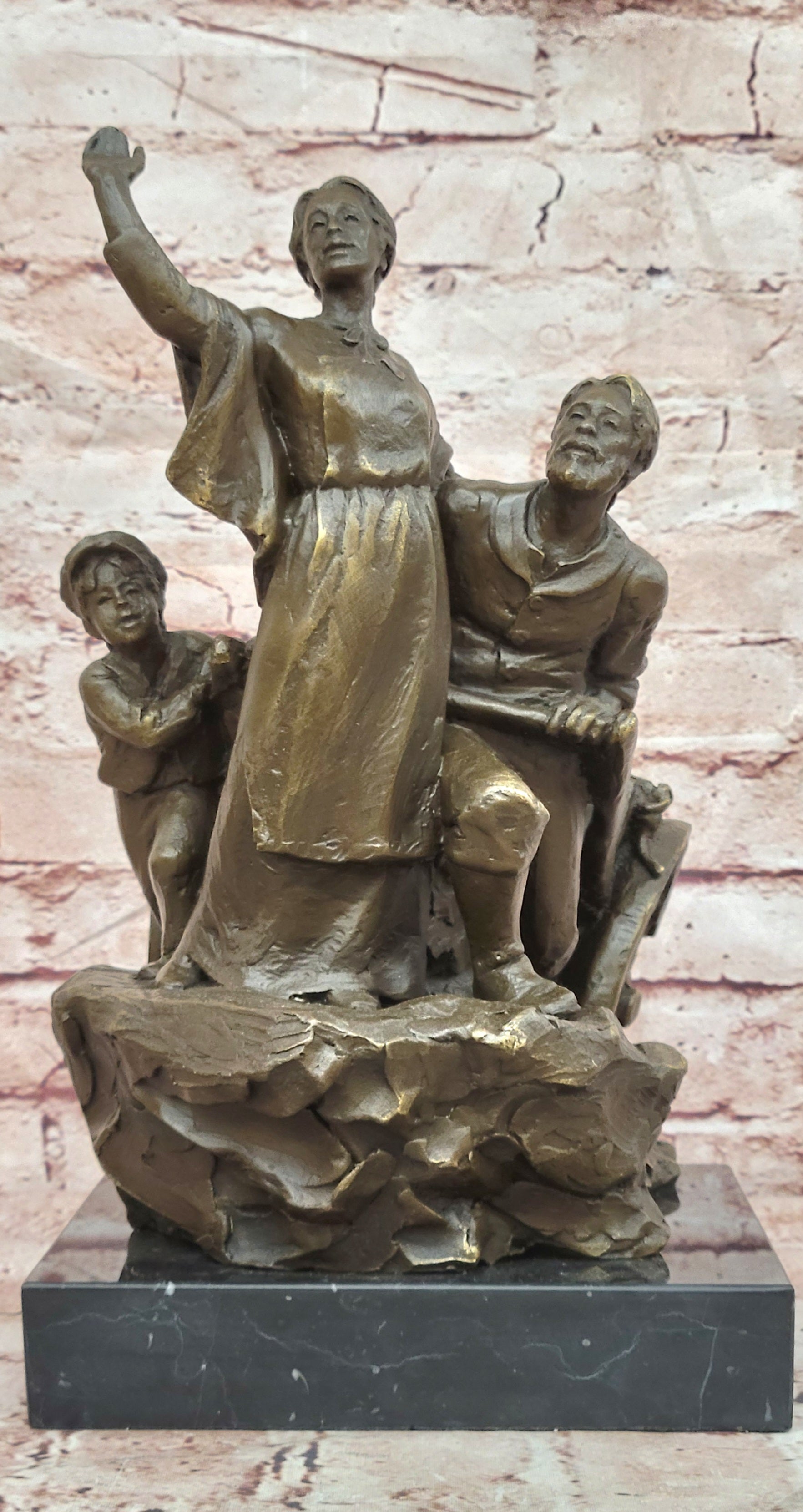 Bronze Art Nouveau Family Sculpture Mavchi Figurative Fine Art Collectible Art