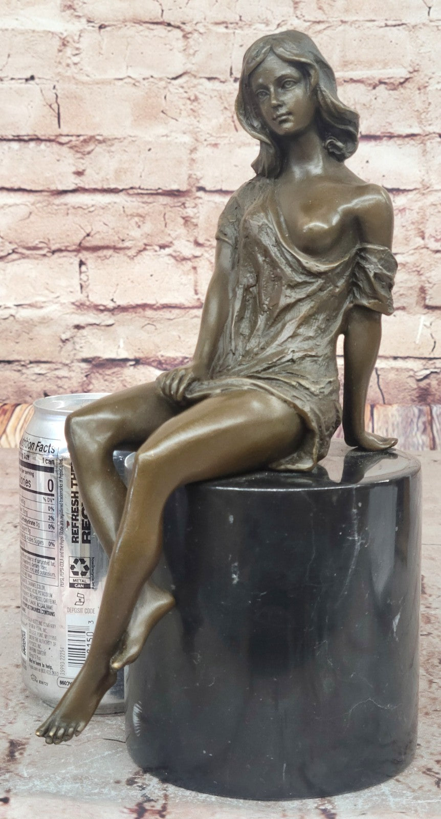 Bronze Naked Girl Statue Sitting Nude Woman Sculptures Mens Dorm Decor Figurine