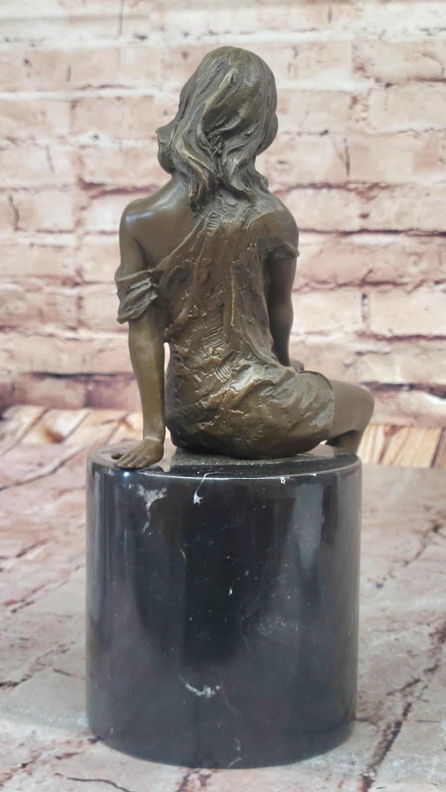 Bronze Naked Girl Statue Sitting Nude Woman Sculptures Mens Dorm Decor Figurine