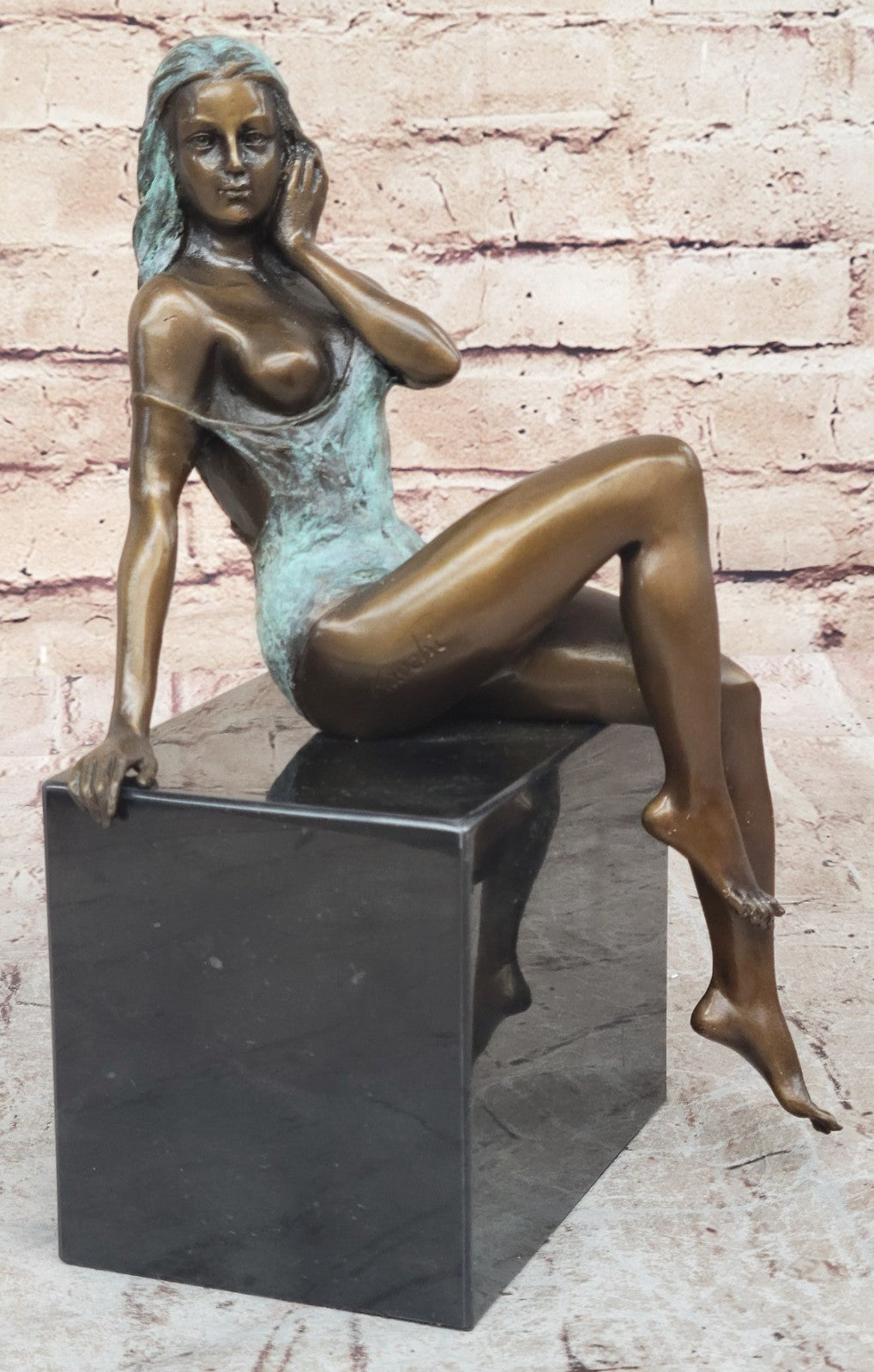 Nude Girl Real Bronze Sculpture Hot Sexy Erotic Original Signed Home Art Decor