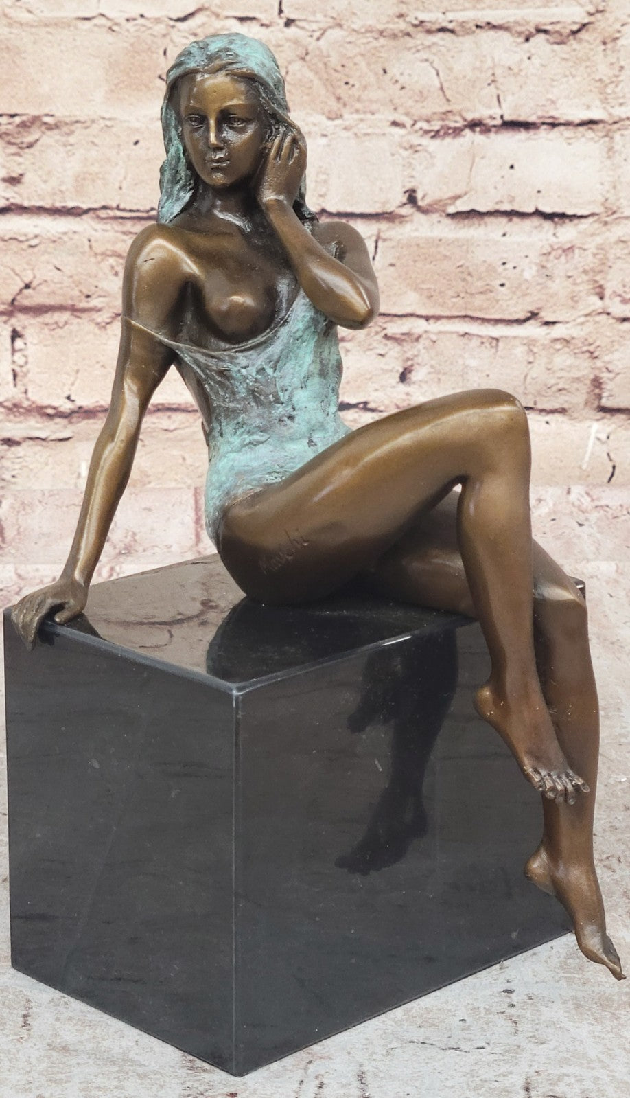 Nude Girl Real Bronze Sculpture Hot Sexy Erotic Original Signed Home Art Decor