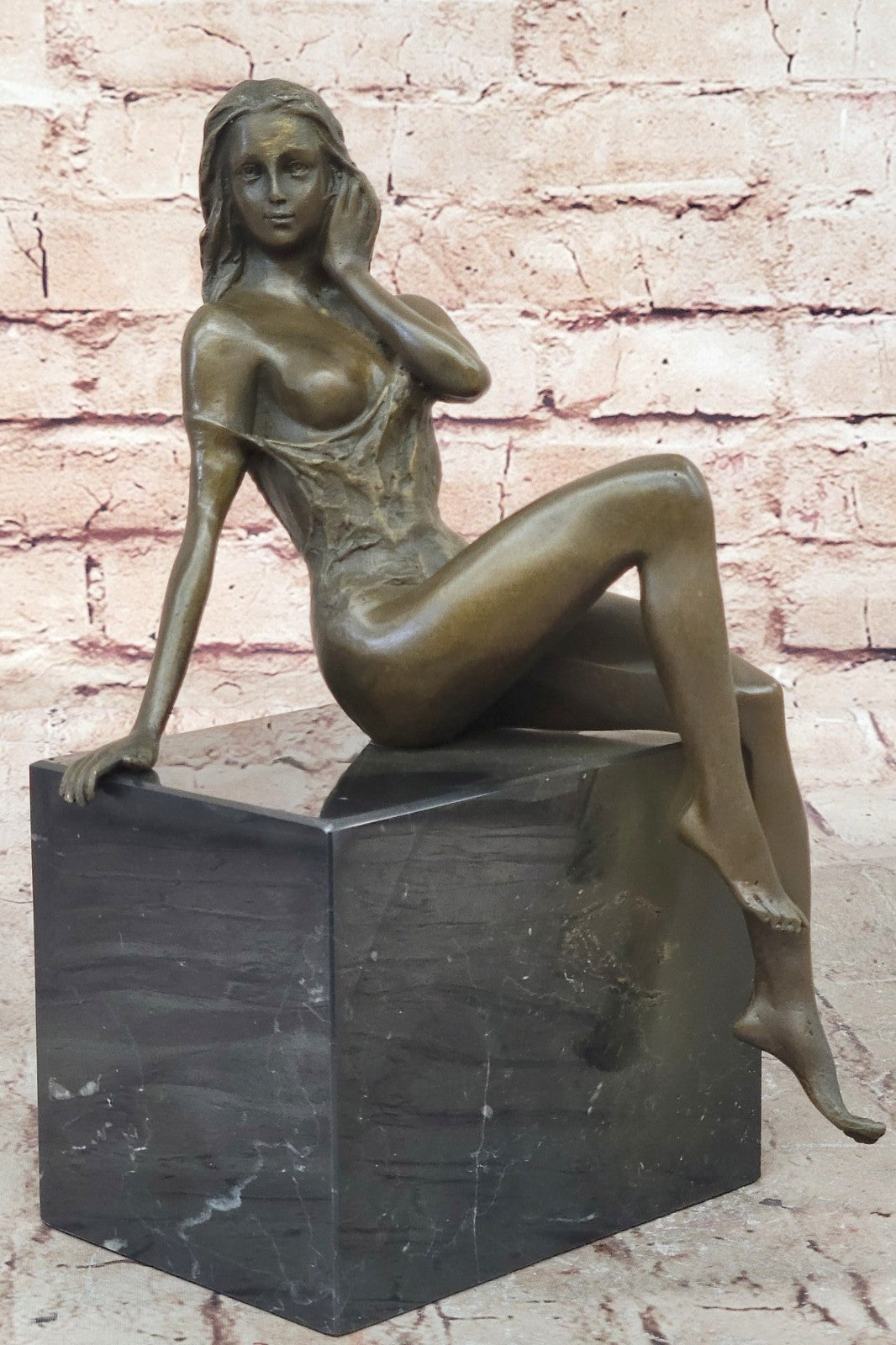 Signed Original Artwork Abstract Nude Female Bronze Marble Sculpture Statue Sale