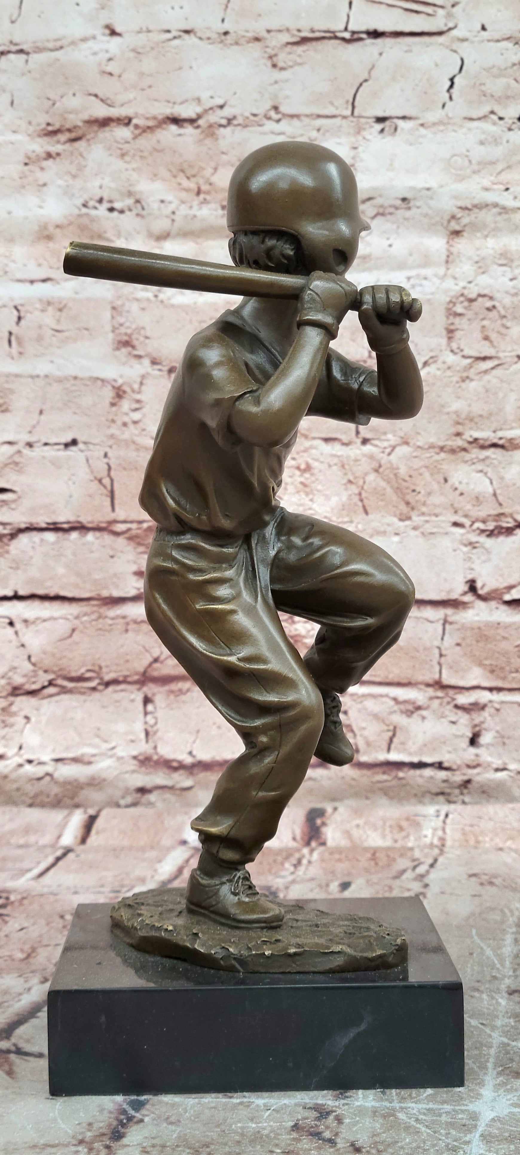 Handmade Bronze Baseball Batter Figurine Sports Lover Hot Cast Home Decor