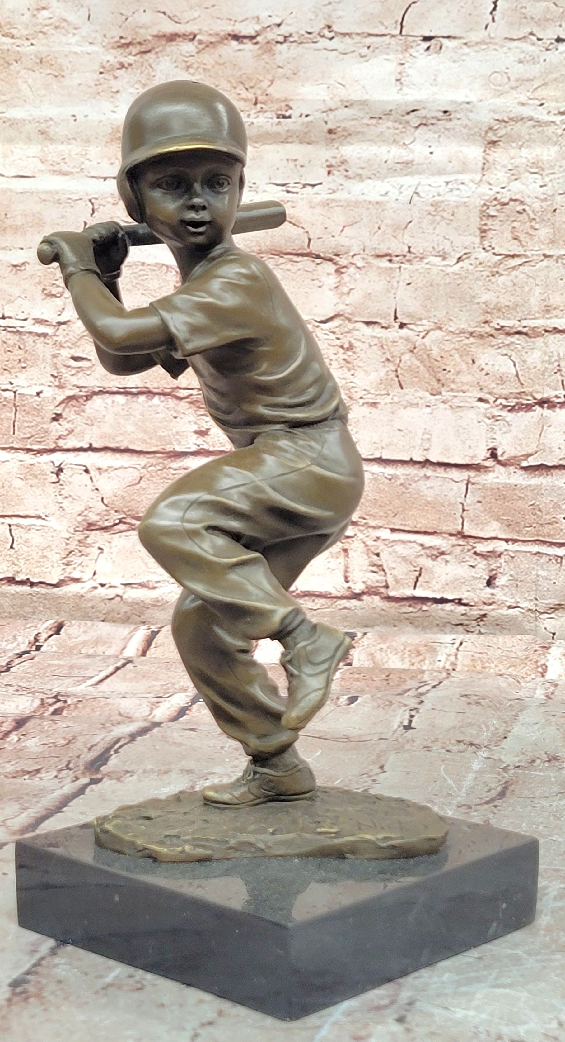 Handmade Bronze Baseball Batter Figurine Sports Lover Hot Cast Home Decor
