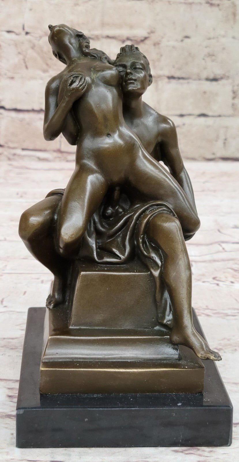 Nude 100% Bronze Sculpture Man and Woman  Hot Cast Figurine Figure Hot Cast