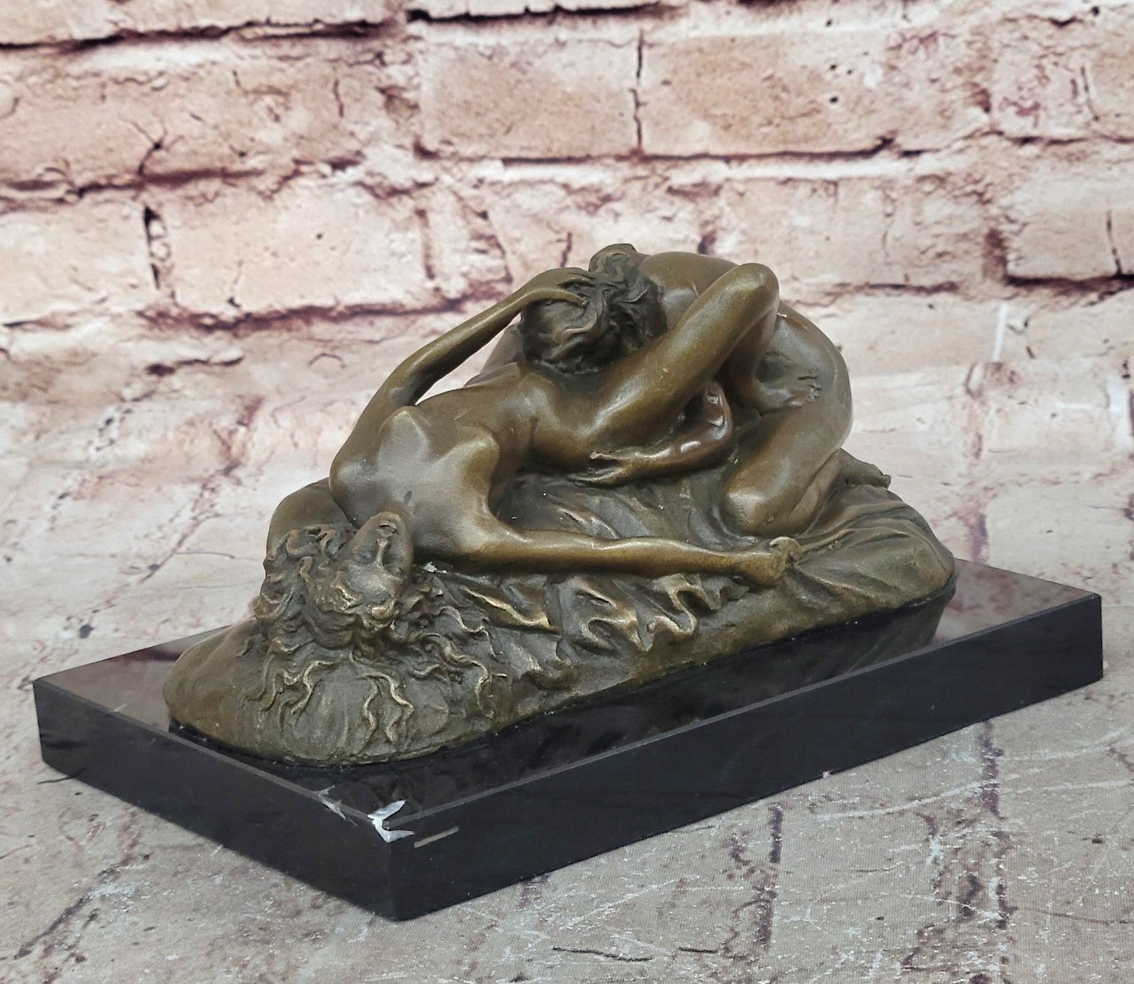 Art Deco Romance Nude Female Bronze Sculpture Decorative Bronze Statue Figurine