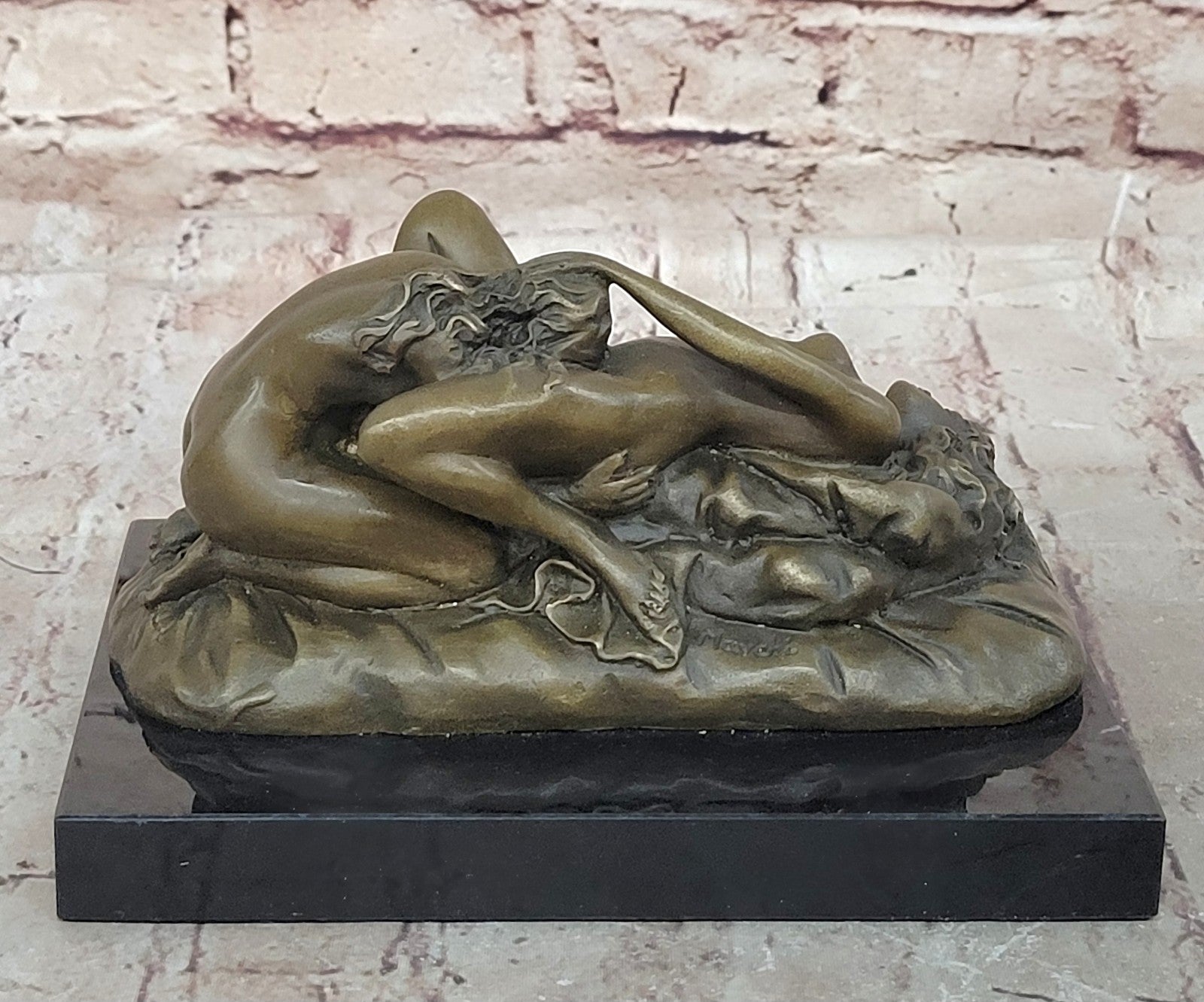 Art Deco Romance Nude Female Bronze Sculpture Decorative Bronze Statue Figurine