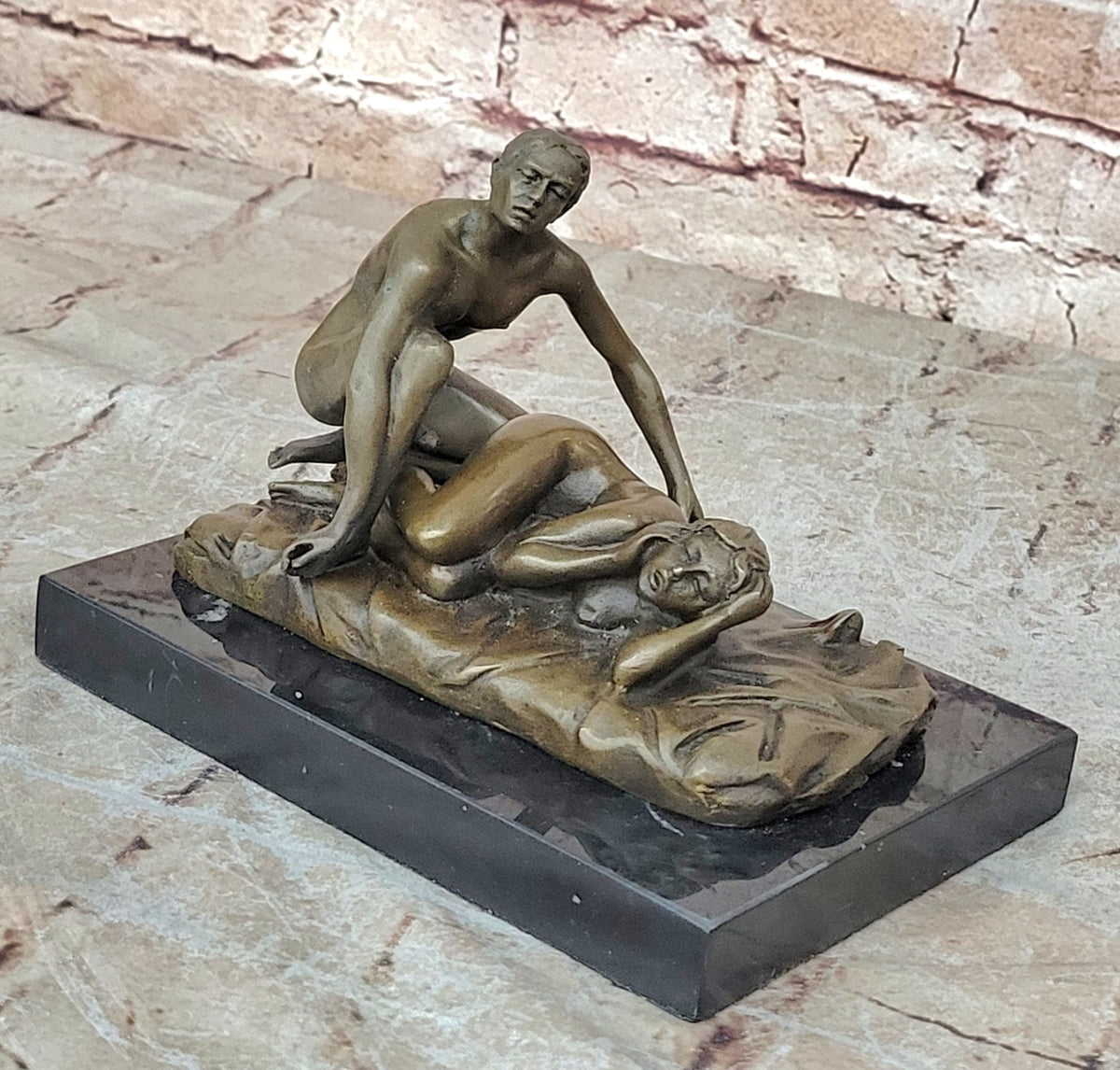Original Patoue Nude Erotic Lost Wax Method Couple Bronze Sculpture Gift