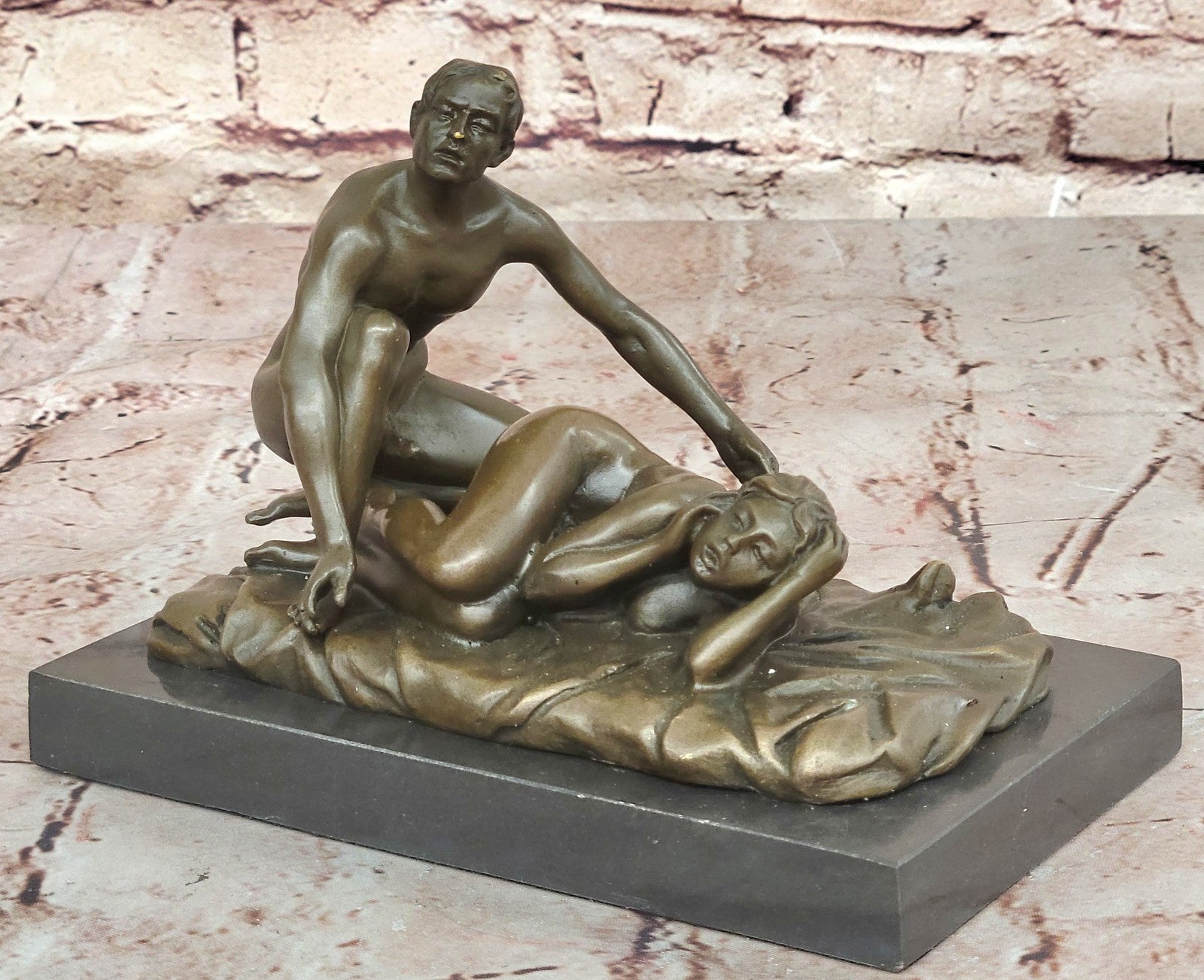 Original Patoue Nude Erotic Lost Wax Method Couple Bronze Sculpture Gift