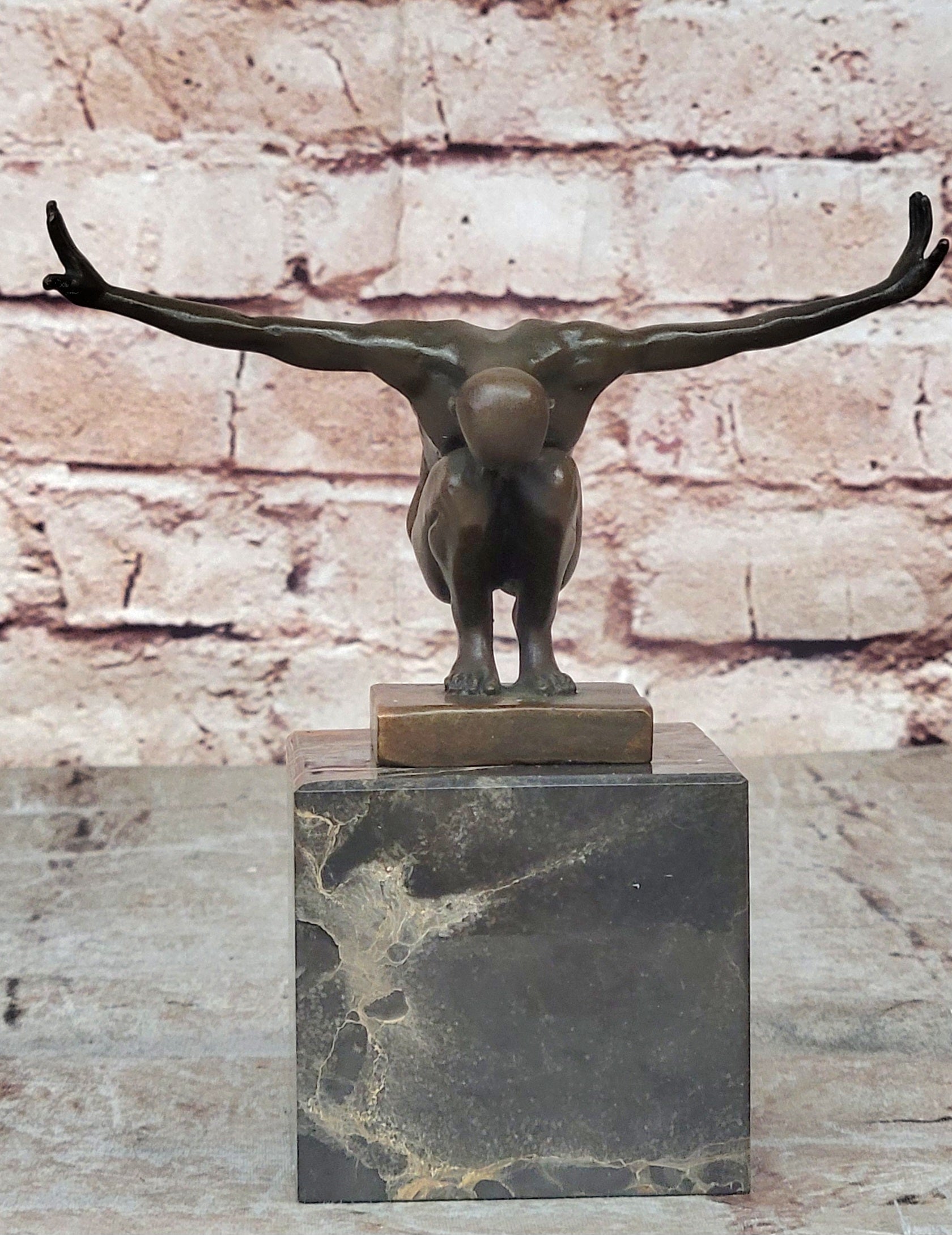 Buy the Handcrafted Bronze “The Athlete” Statue – Signed Nude Male Sportsman Sculpture by Milo on Sale