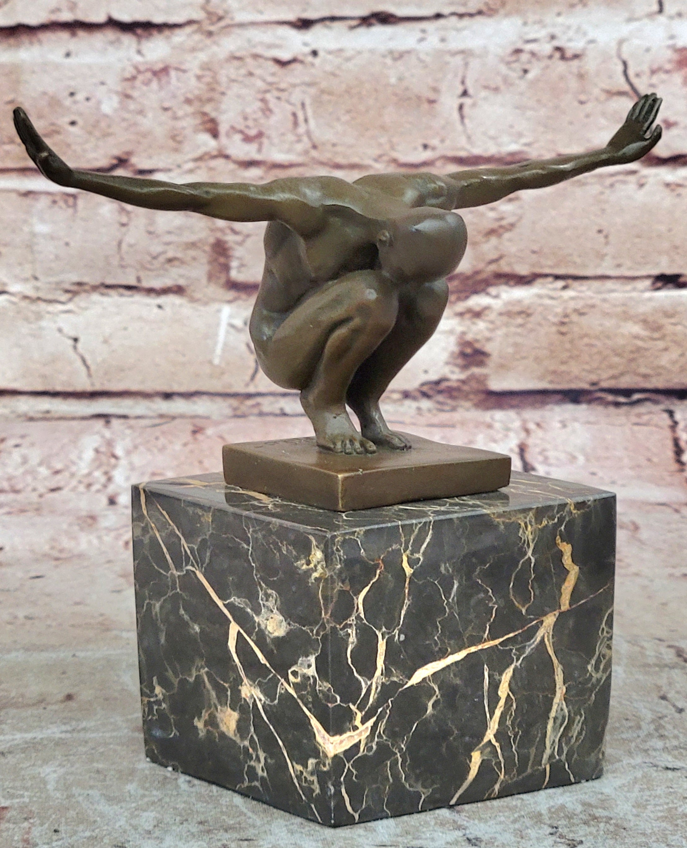 Handcrafted Detailed Vienna Bronze Gay Interest Nude Naked Man Athlete Statue