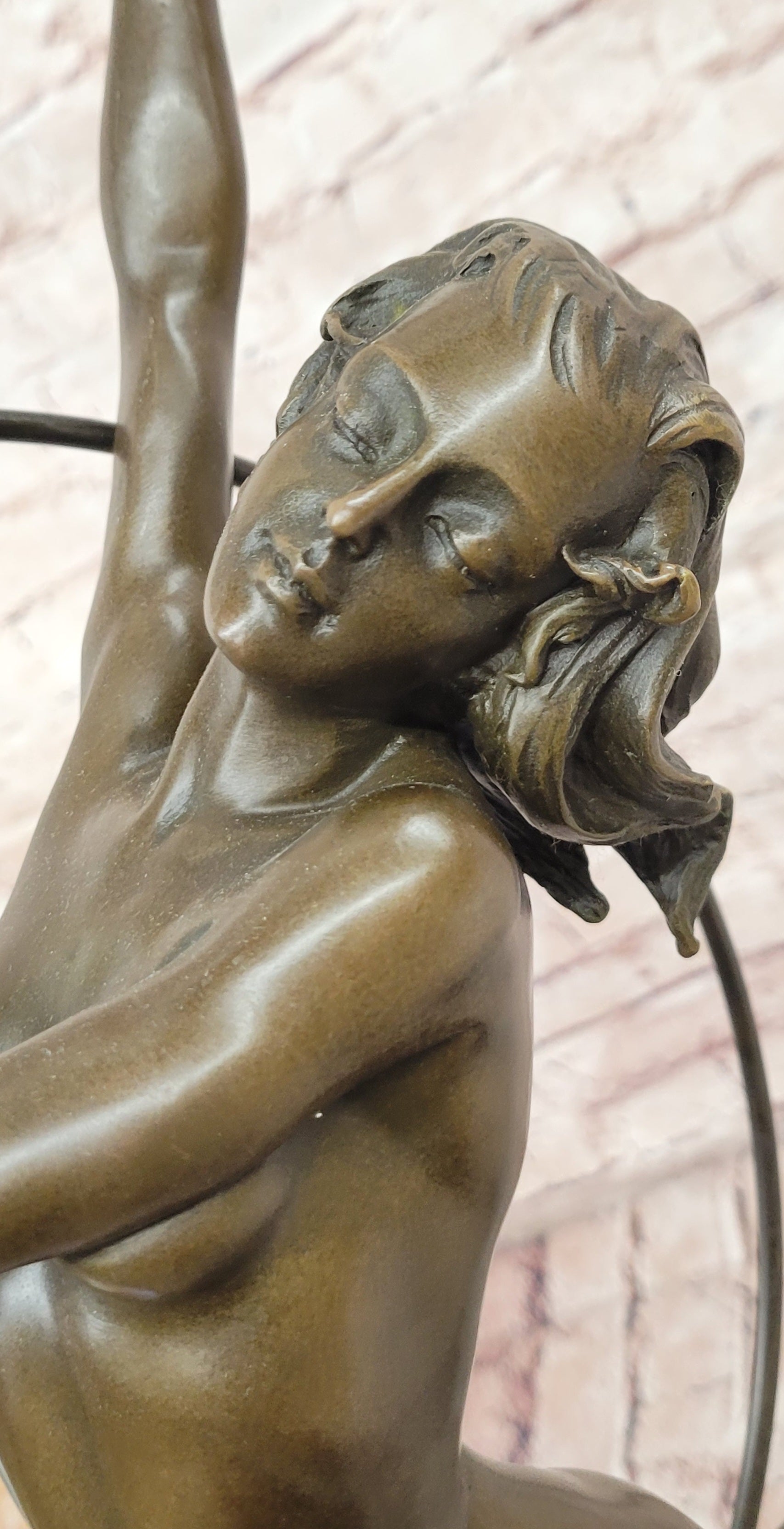 Cesaro Style Bronze Hoop Dancer Statue Art Deco Gymnast Collectible Decor