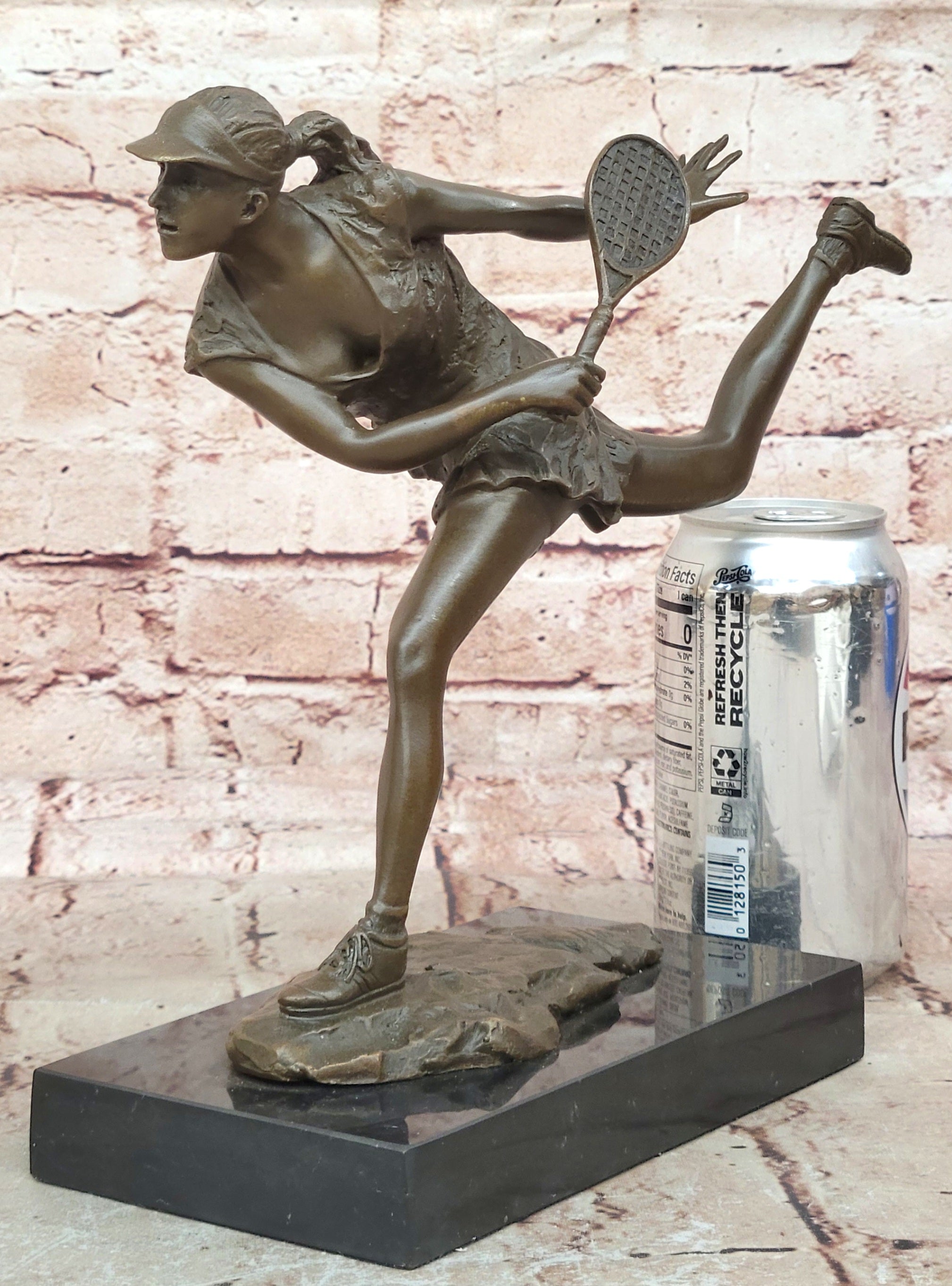 Bronze Trophy Sport Memorabilia Collectible Girl Tennis Player Bronze Sculpture