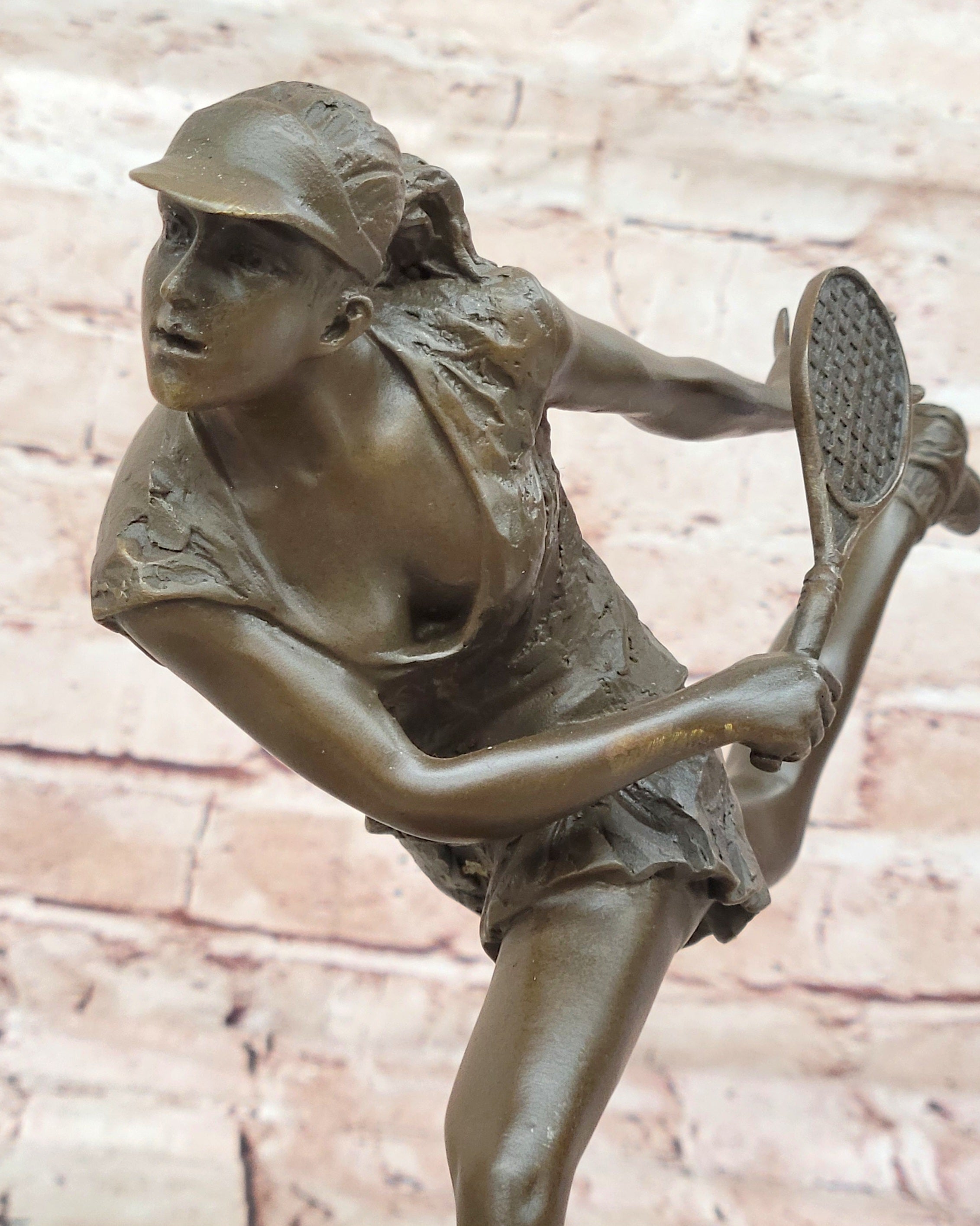 Bronze Trophy Sport Memorabilia Collectible Girl Tennis Player Bronze Sculpture