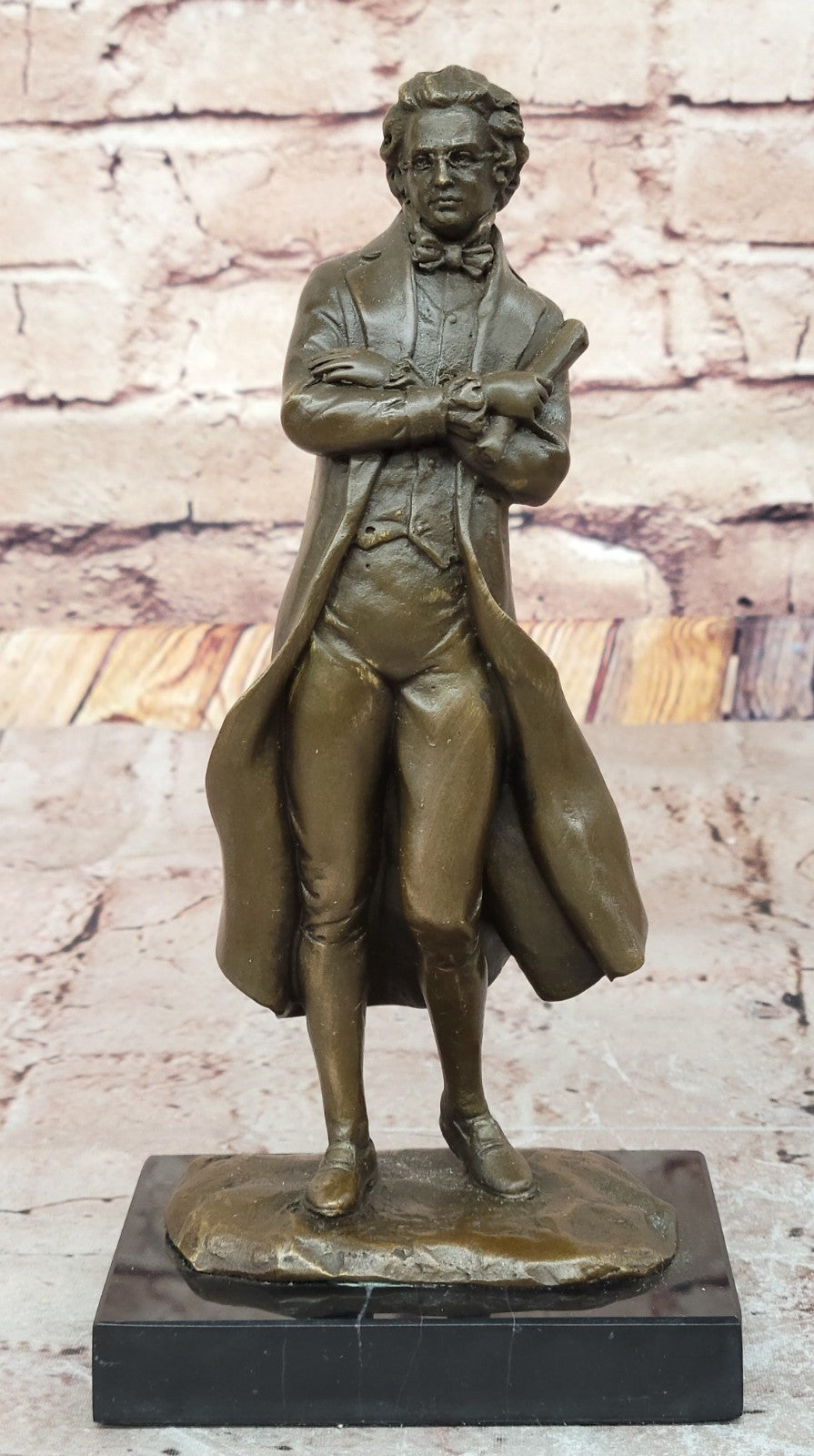 Famous Music Composer Franz Schubert Bronze Statue Home Office Decor Figurine