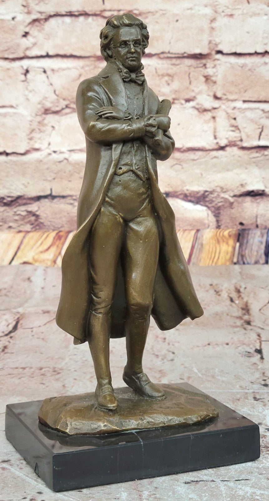 Famous Music Composer Franz Schubert Bronze Statue Home Office Decor Figurine