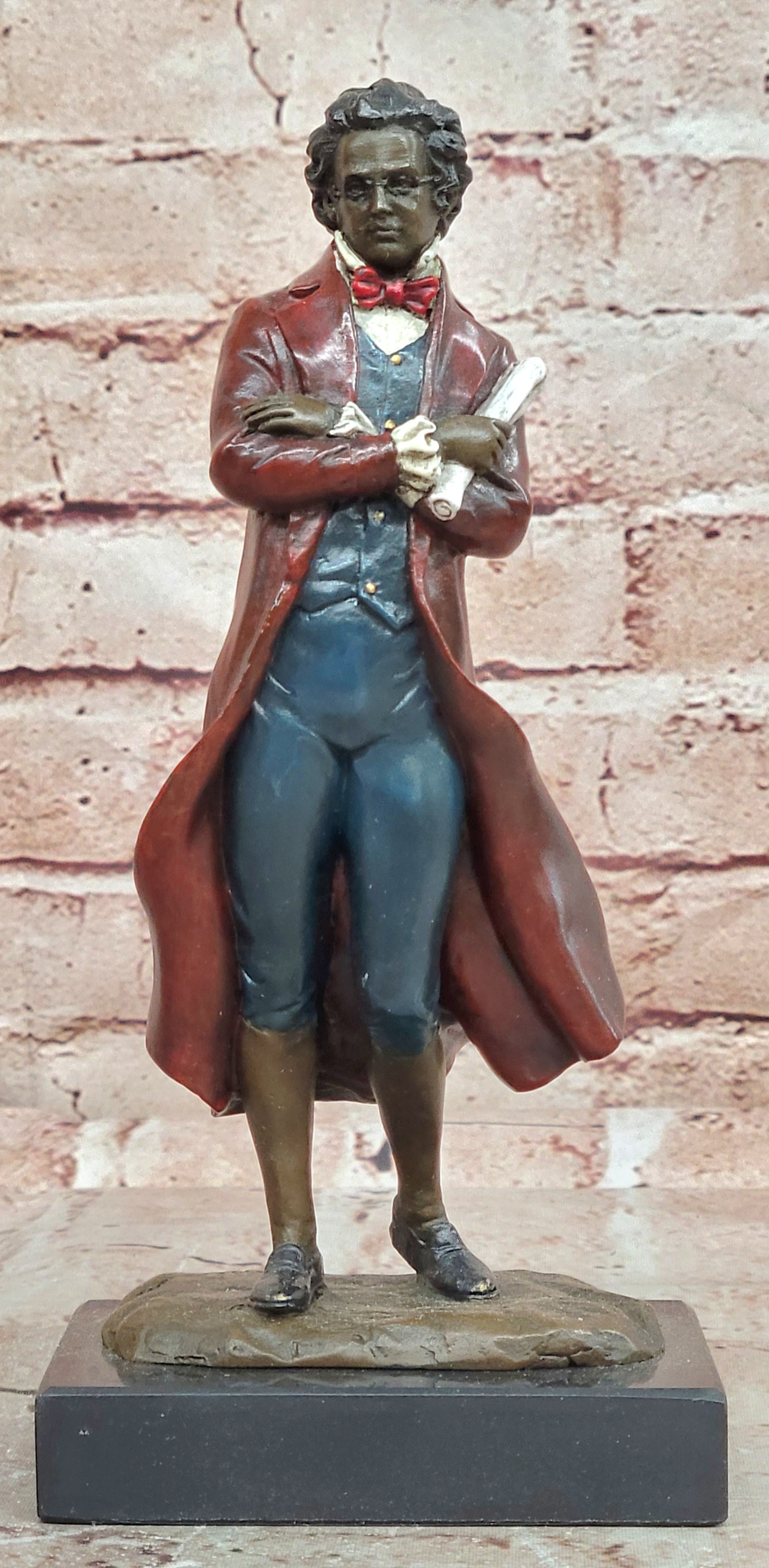Hot Cast Bronze Franz Schubert Sculpture Signed Milo Musical Genius Artwork