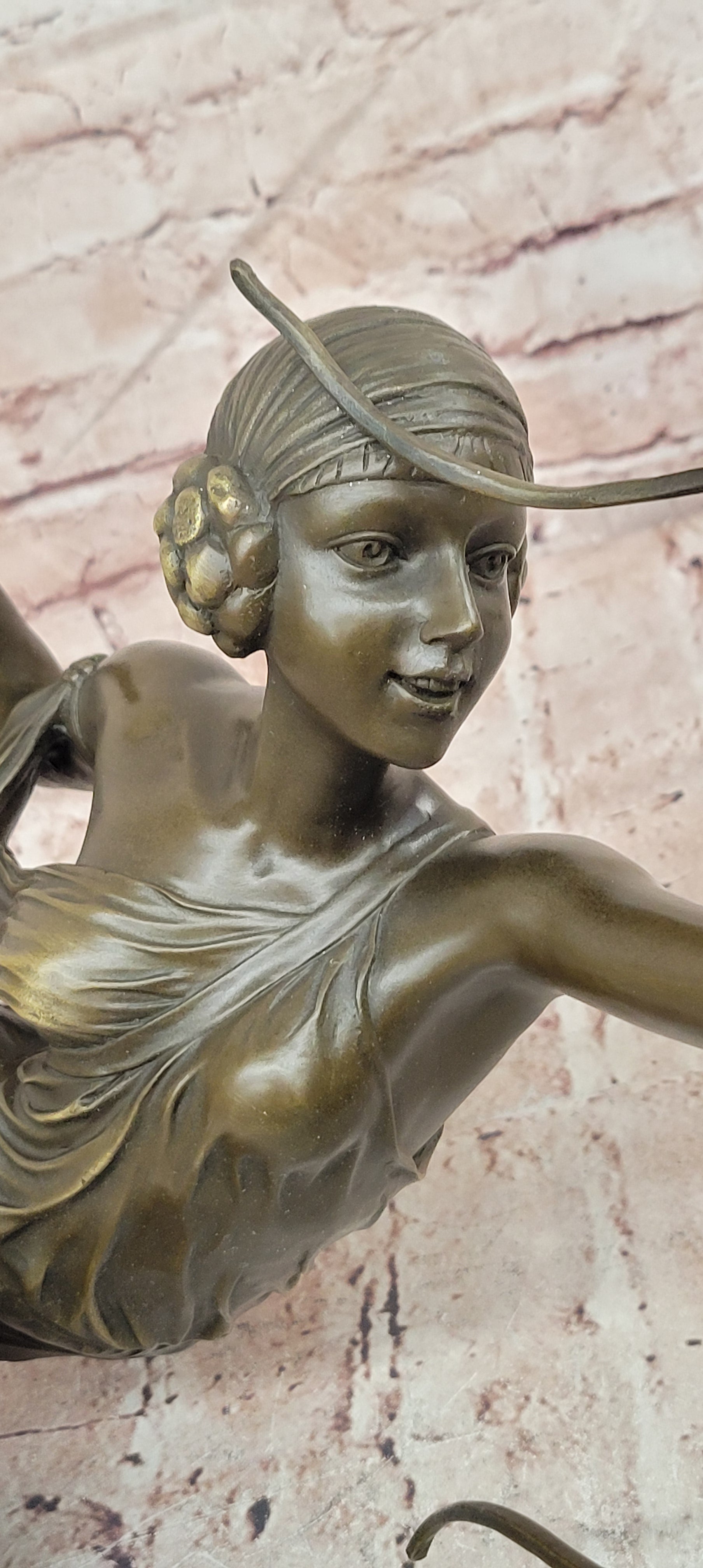 Bronze Diana Artemis Figurine Mirval Signed Hunt Goddess Collectible Art