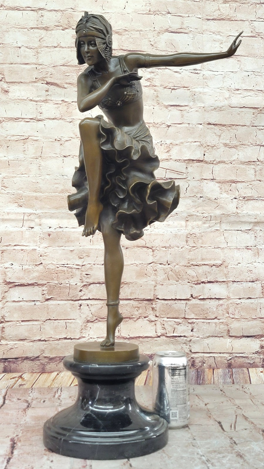 Art Deco/ Nouveau Sexy Dancer by Romanian Artist Chiparus Bronze Sculpture 27 Tall