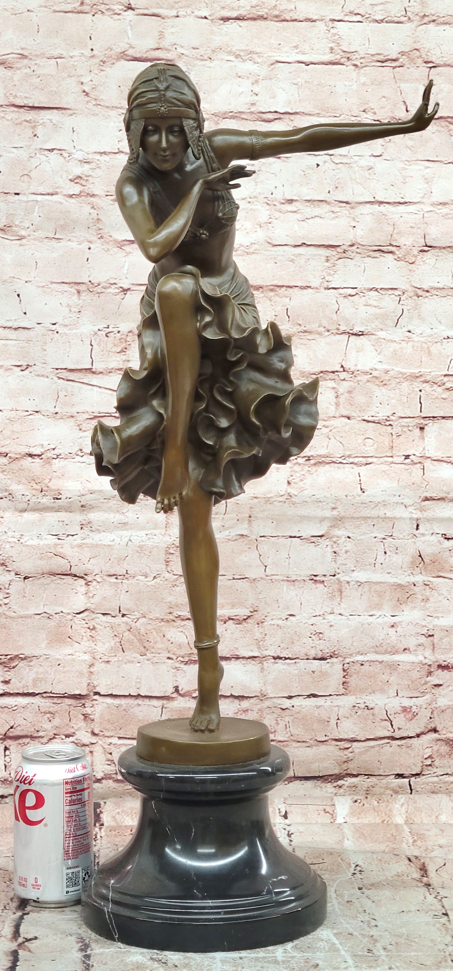 Art Deco/ Nouveau Sexy Dancer by Romanian Artist Chiparus Bronze Sculpture 27 Tall