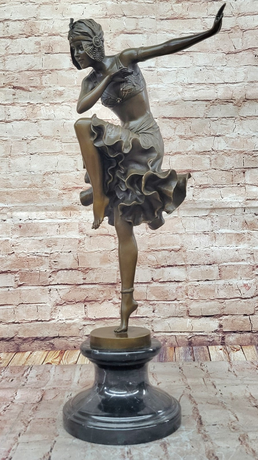Art Deco/ Nouveau Sexy Dancer by Romanian Artist Chiparus Bronze Sculpture 27 Tall