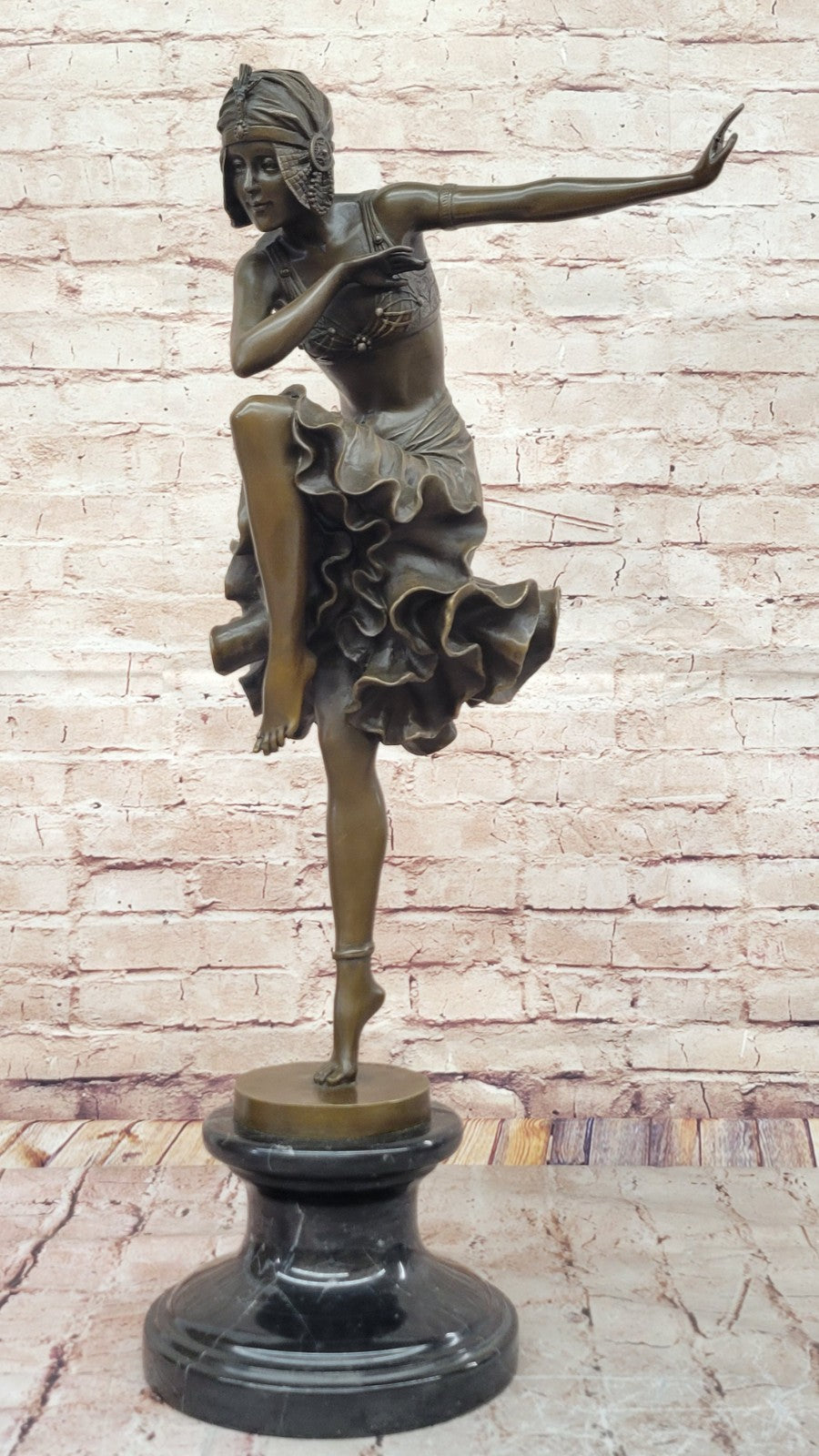Art Deco/ Nouveau Sexy Dancer by Romanian Artist Chiparus Bronze Sculpture 27 Tall