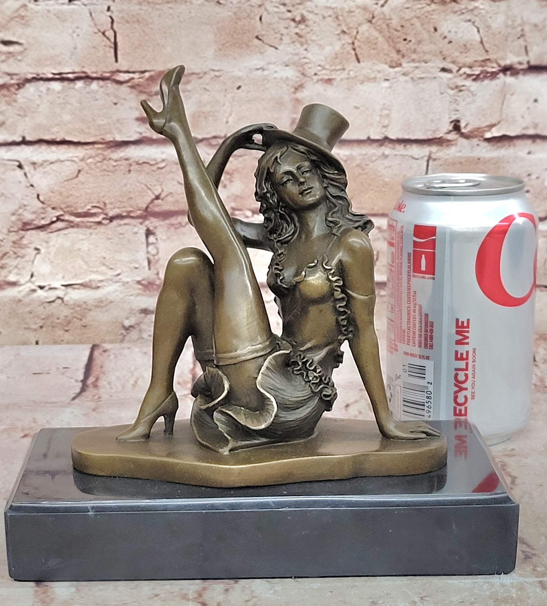 Art Deco Jazz Dancer Hot Cast Bronze Sculpture Marble Base Figurine Figure Decor