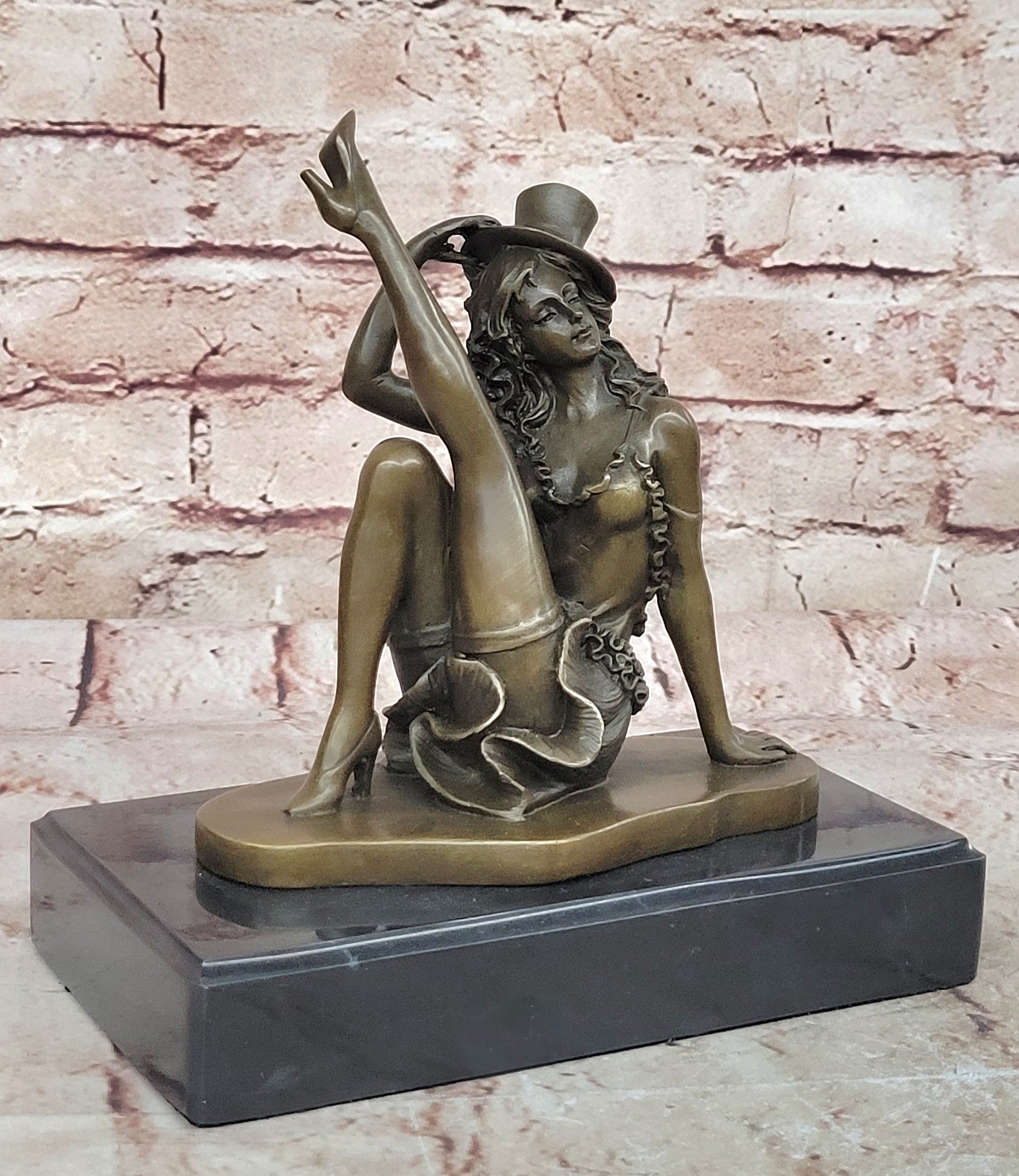 Art Deco Jazz Dancer Hot Cast Bronze Sculpture Marble Base Figurine Figure Decor