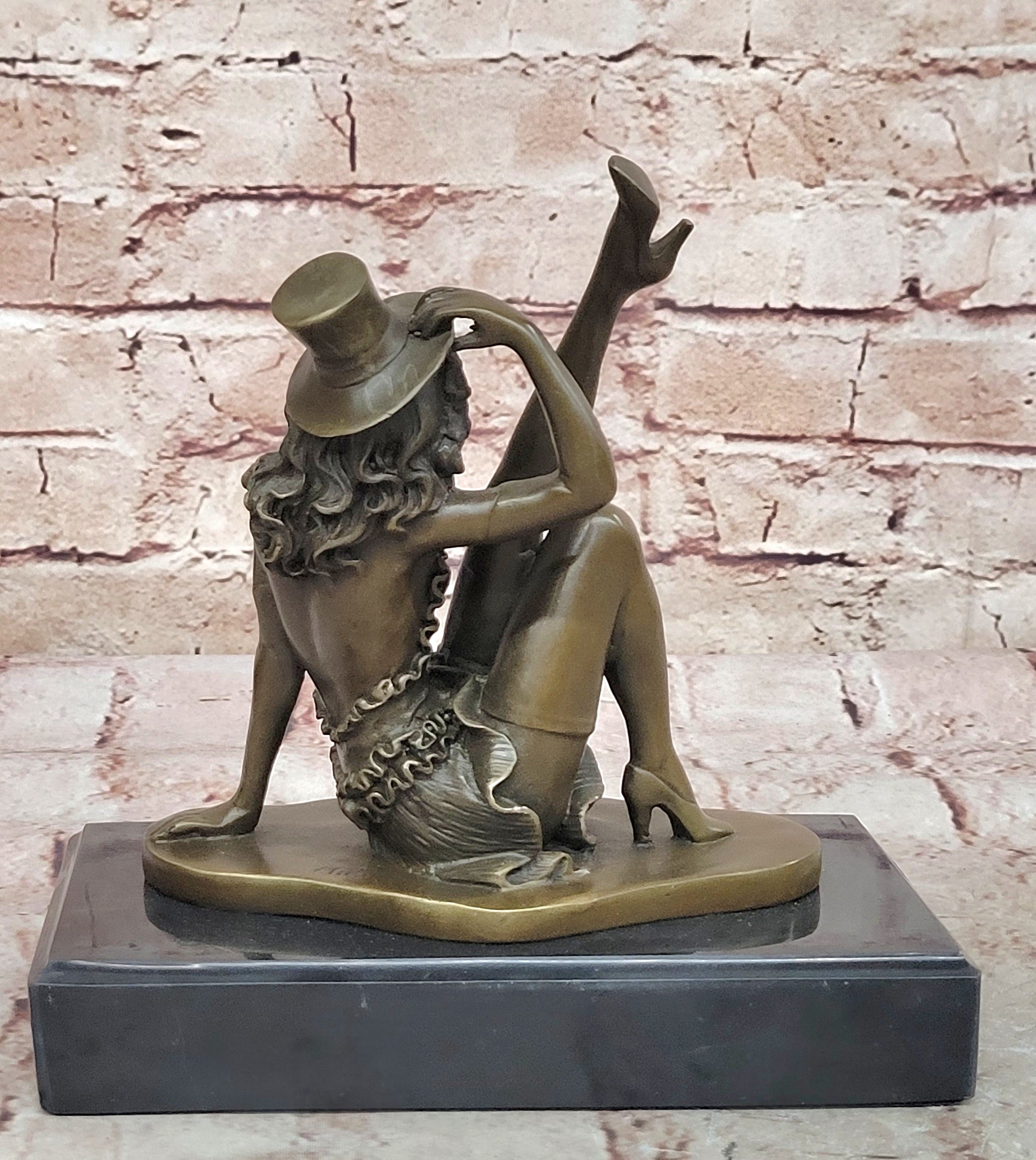 Art Deco Jazz Dancer Hot Cast Bronze Sculpture Marble Base Figurine Figure Decor