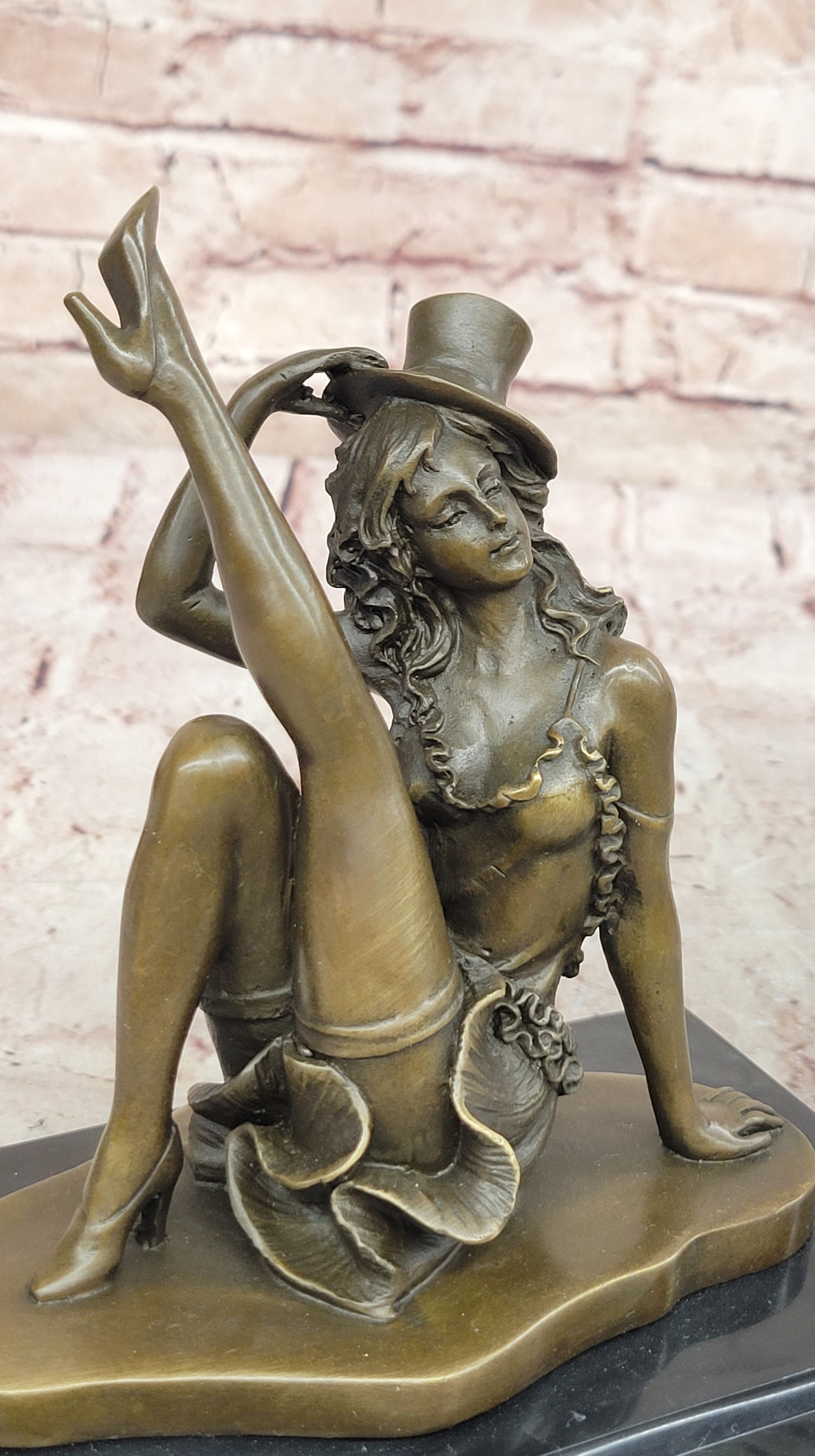 Art Deco Jazz Dancer Hot Cast Bronze Sculpture Marble Base Figurine Figure Decor