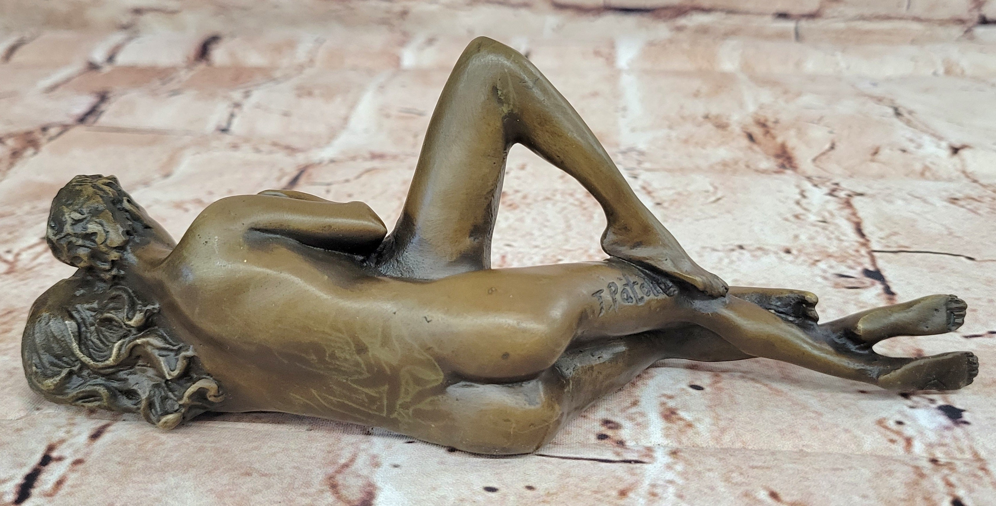 Hand Crafted Couple Making Sweet Love Bronze Sculpture Statue Signed Figure Sale