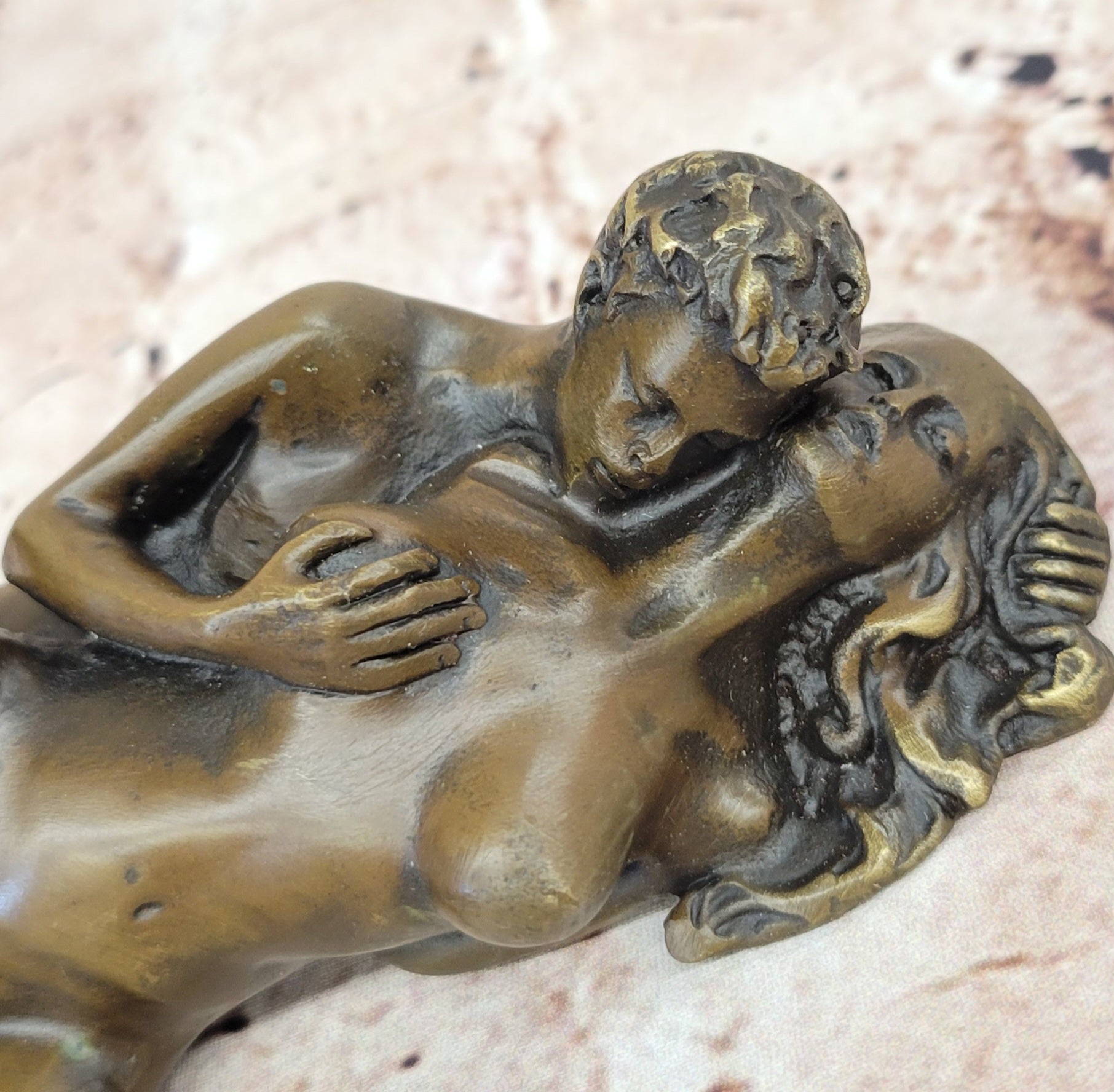Hand Crafted Couple Making Sweet Love Bronze Sculpture Statue Signed Figure Sale