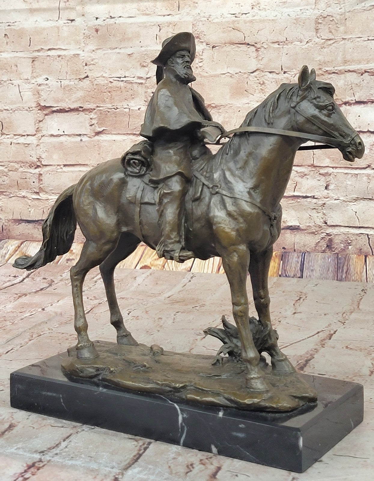 Art Deco Western Art Remington Tribute Lost Wax Method Marble Base Figurine Sale