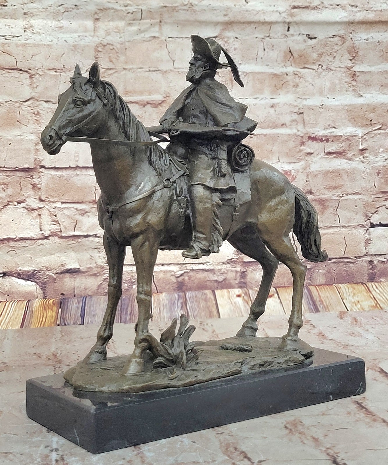 Art Deco Western Art Remington Tribute Lost Wax Method Marble Base Figurine Sale