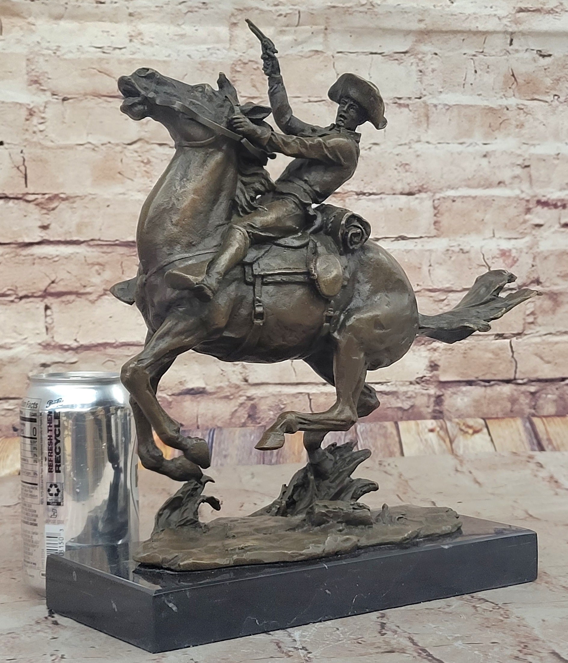 The Cowboy Genuine Bronze Cowboy Sculpture - Frederic Remington w/ Marble Base
