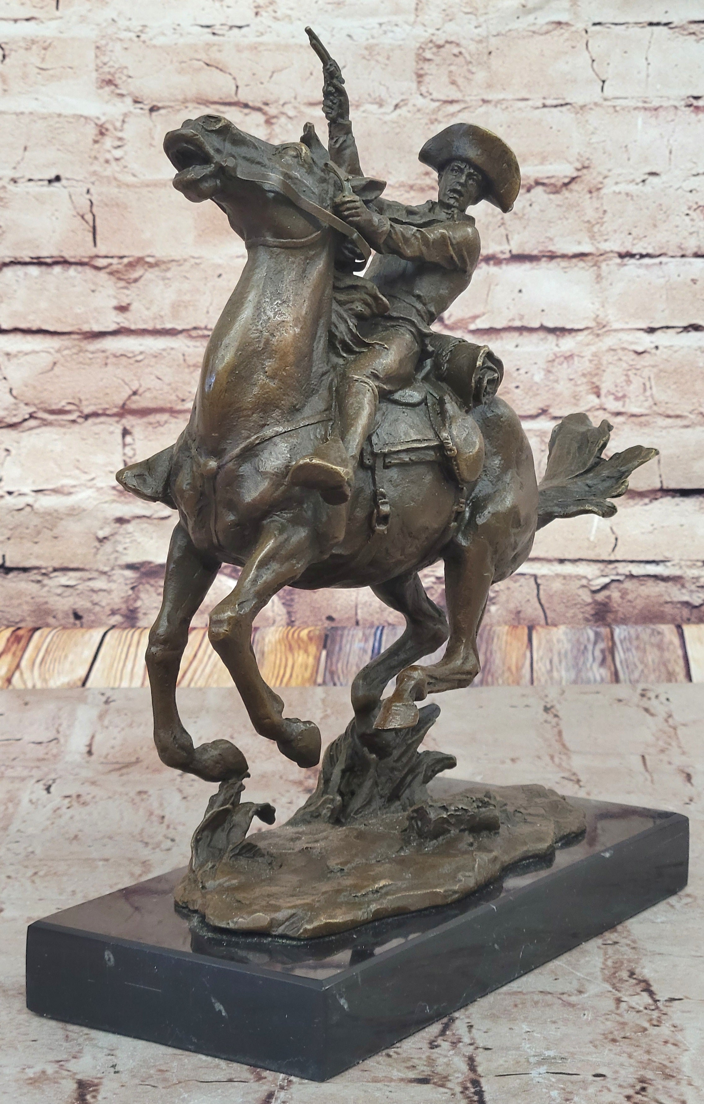 The Cowboy Genuine Bronze Cowboy Sculpture - Frederic Remington w/ Marble Base