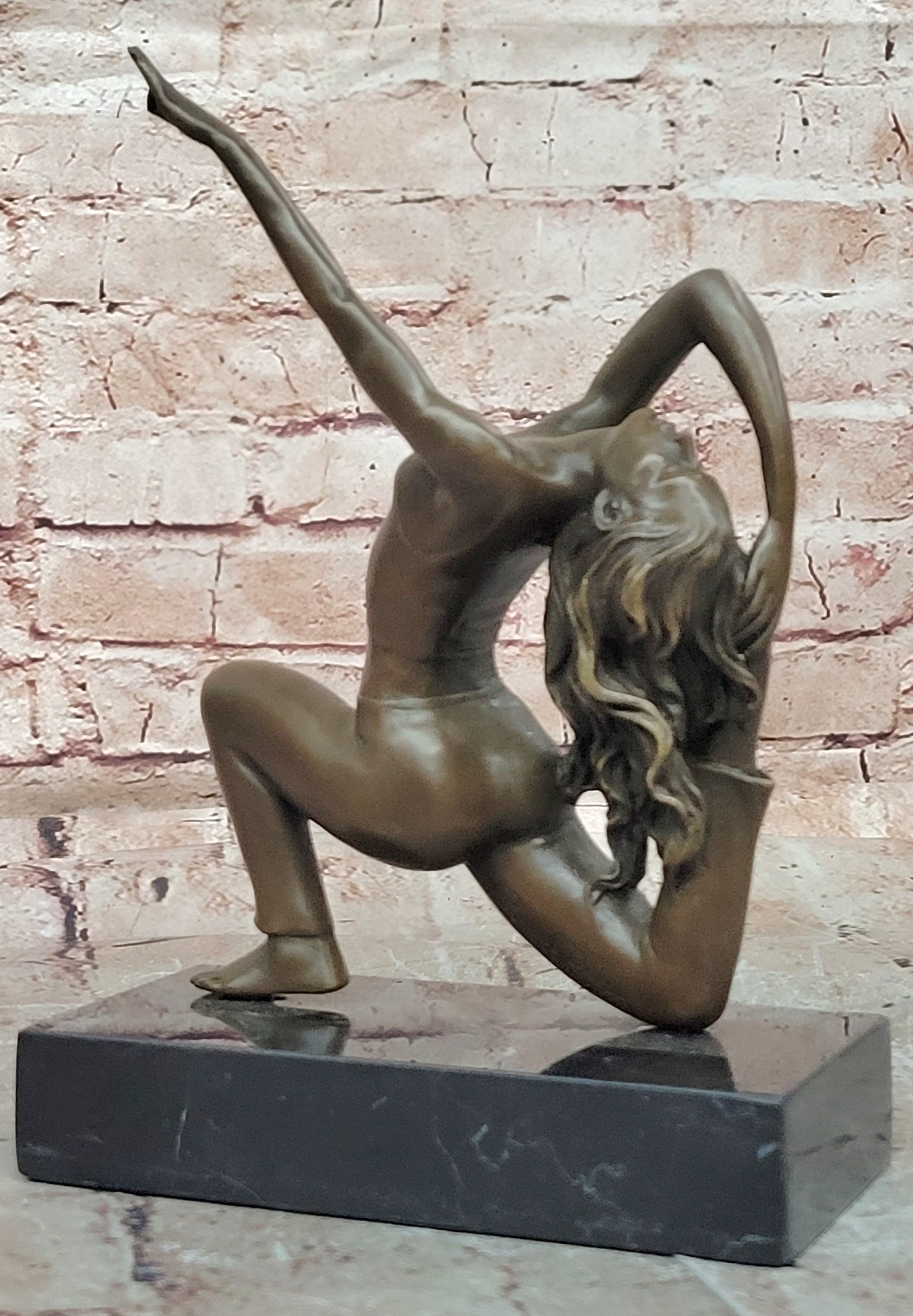 Handcrafted Pascal Delor Bronze Gymnast Statue Executive Decor