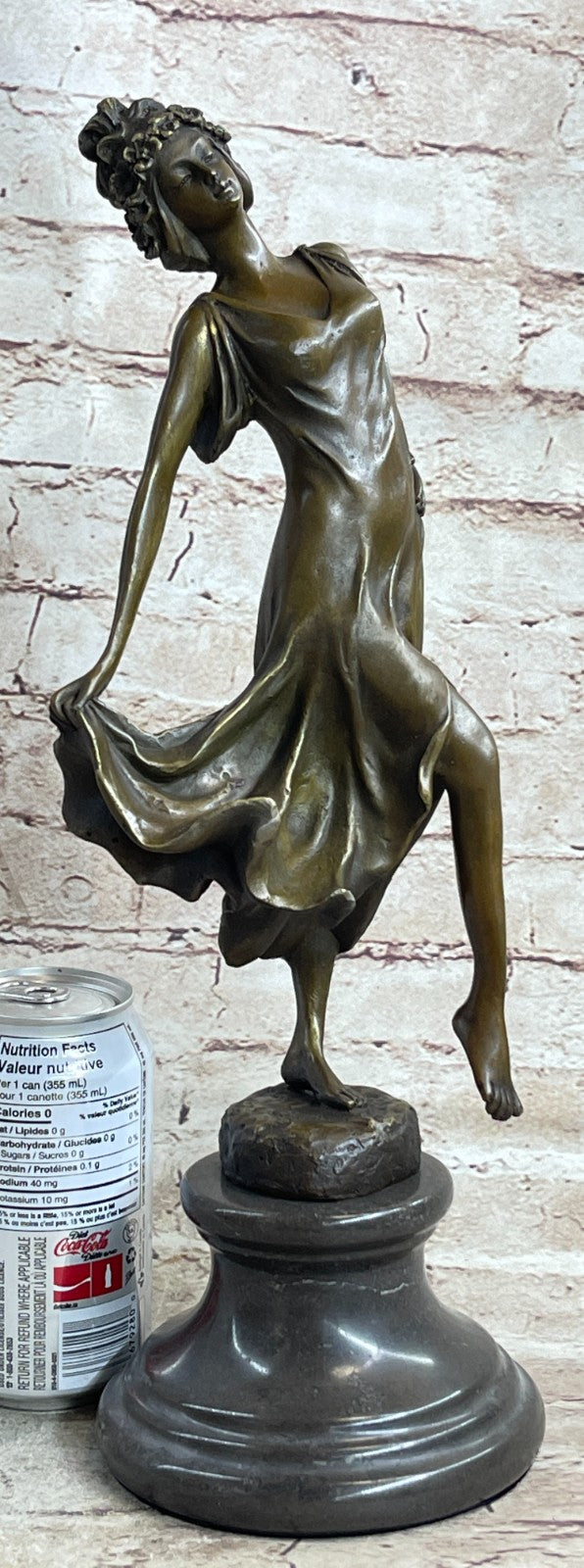 Original 100% Solid Bronze Sculpture Nude Female Sexy Girl Statue Figure Deco