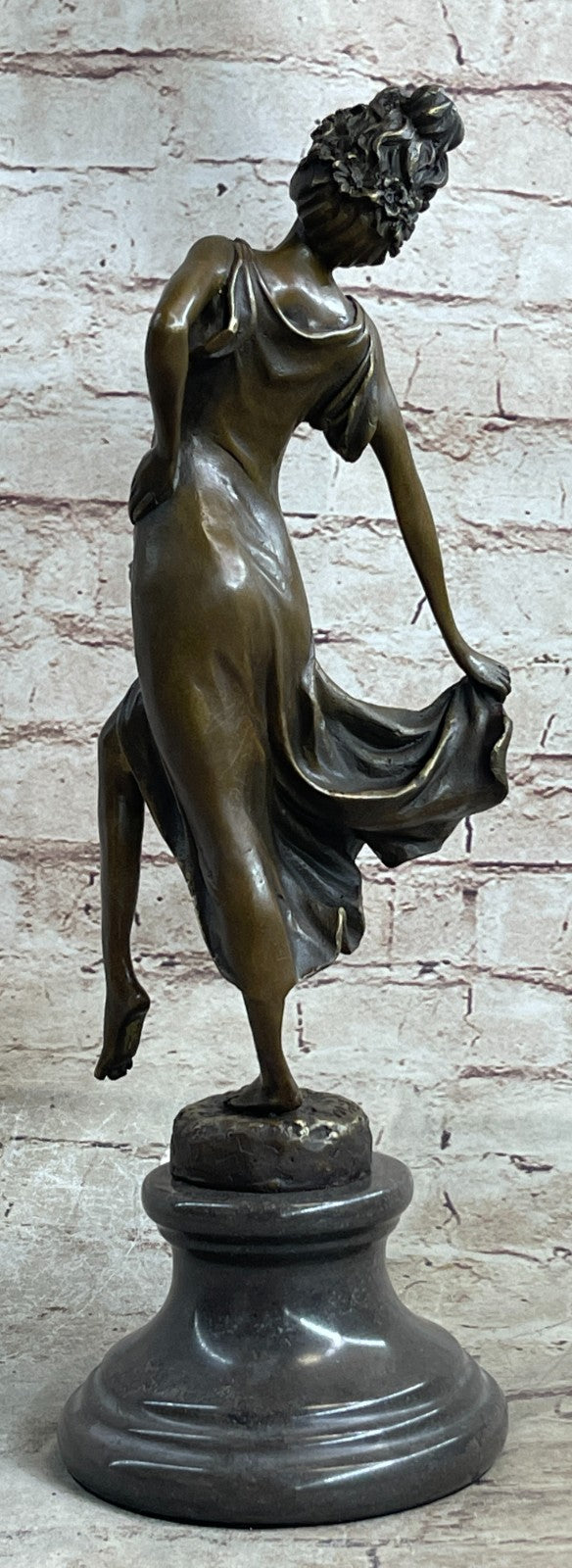 Original 100% Solid Bronze Sculpture Nude Female Sexy Girl Statue Figure Deco