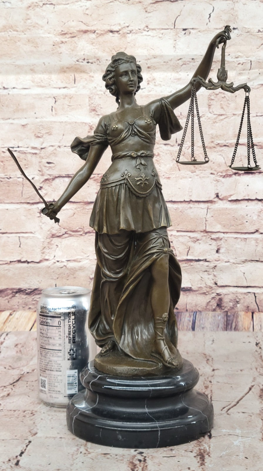 SIGNED A. Mayer BRONZE BLIND JUSTICE Lady Liberty 15" TALL STATUE DECORATIVE ART