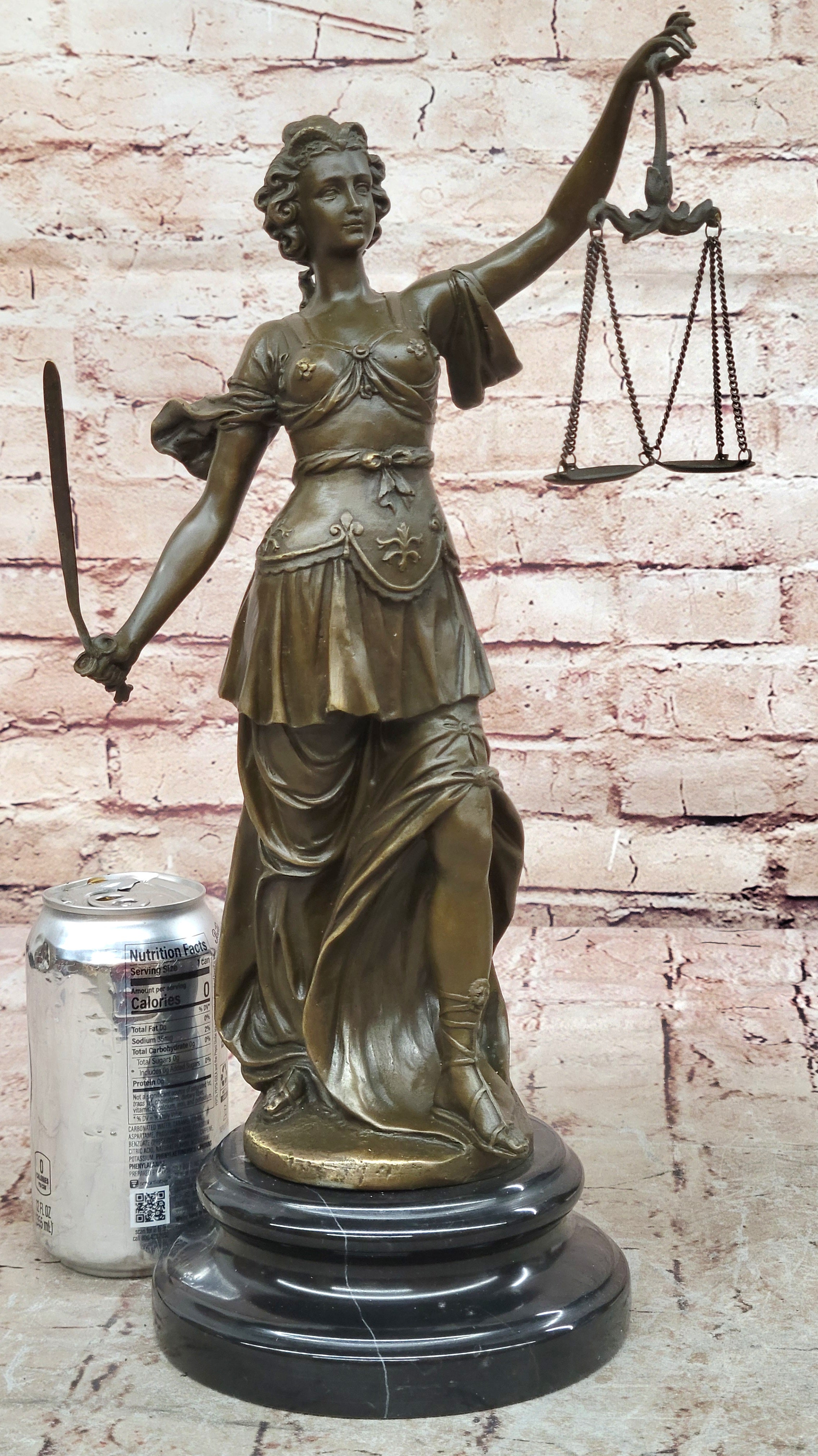 SIGNED A. Mayer BRONZE BLIND JUSTICE Lady Liberty 15" TALL STATUE DECORATIVE ART