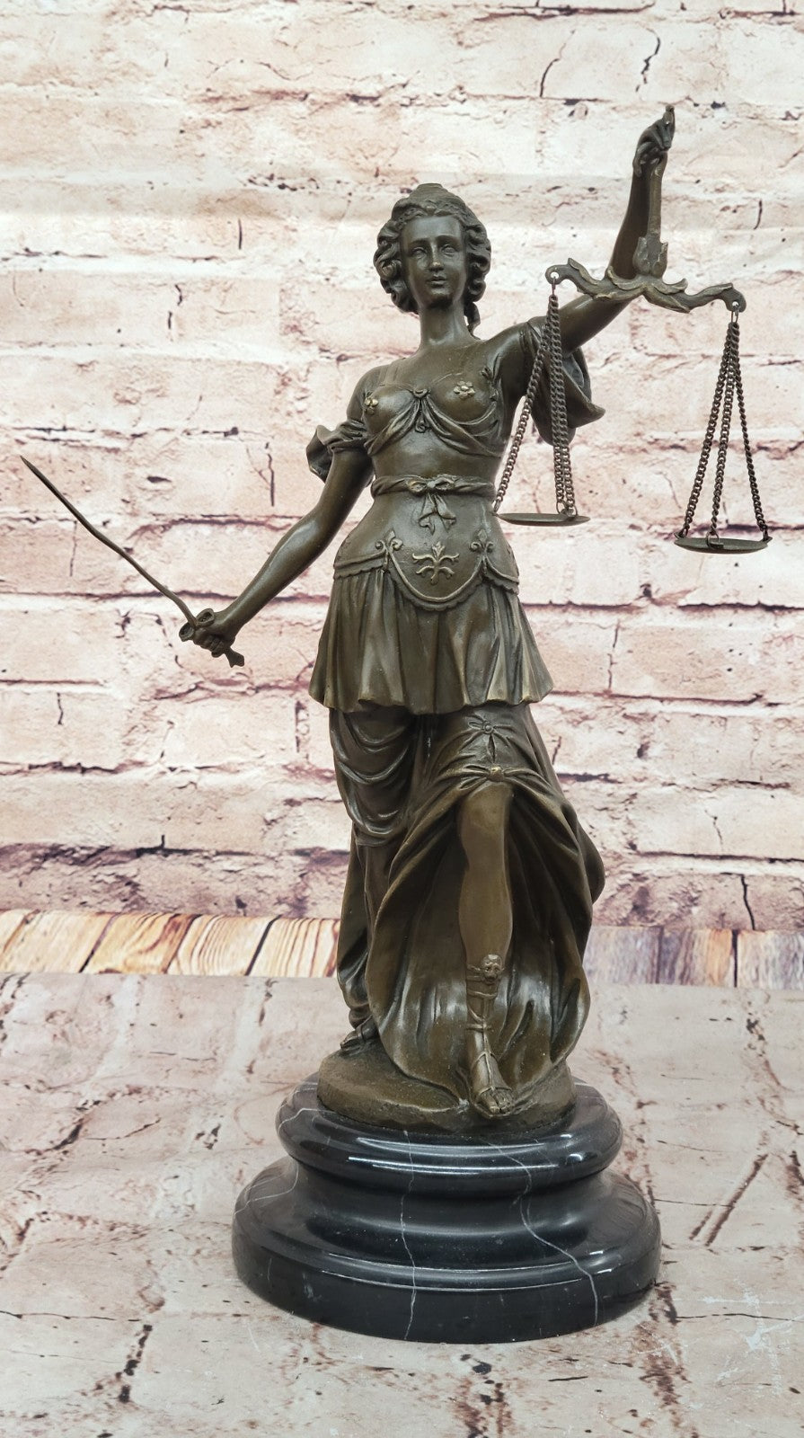 SIGNED A. Mayer BRONZE BLIND JUSTICE Lady Liberty 15" TALL STATUE DECORATIVE ART